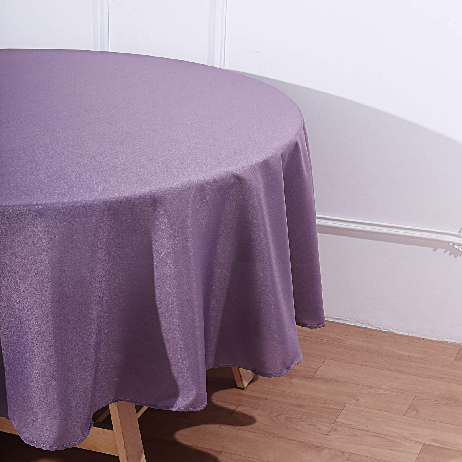 90 Inch Round Amethyst Polyester Tablecloth - Elegant Party & Wedding Table Cover for Banquet, Holiday Dinner, and Special Events