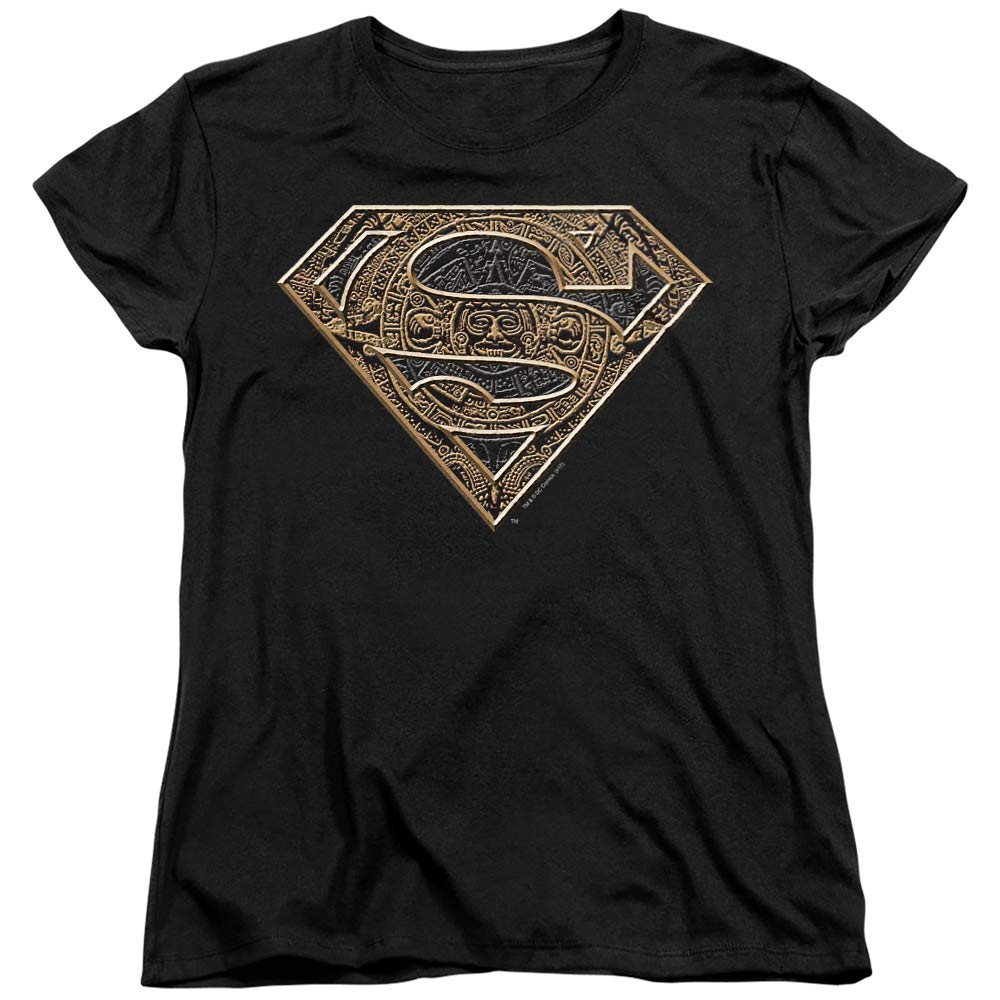 Superman Aztec Shield Women's T-Shirt - Vintage Superhero Graphic Tee for Women - Soft Cotton Casual Shirt - Perfect for Cosplay, Comic Con & Everyday Wear