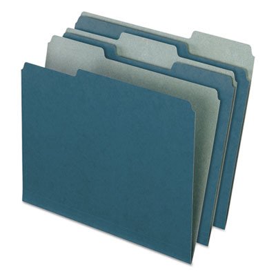 Pendaflex Earthwise Recycled File Folders - 1/3 Cut Top Tab, Letter Size, Blue, 100% Recycled Material (100/Box) - Eco-Friendly Office Organization for Home & Business Filing Needs