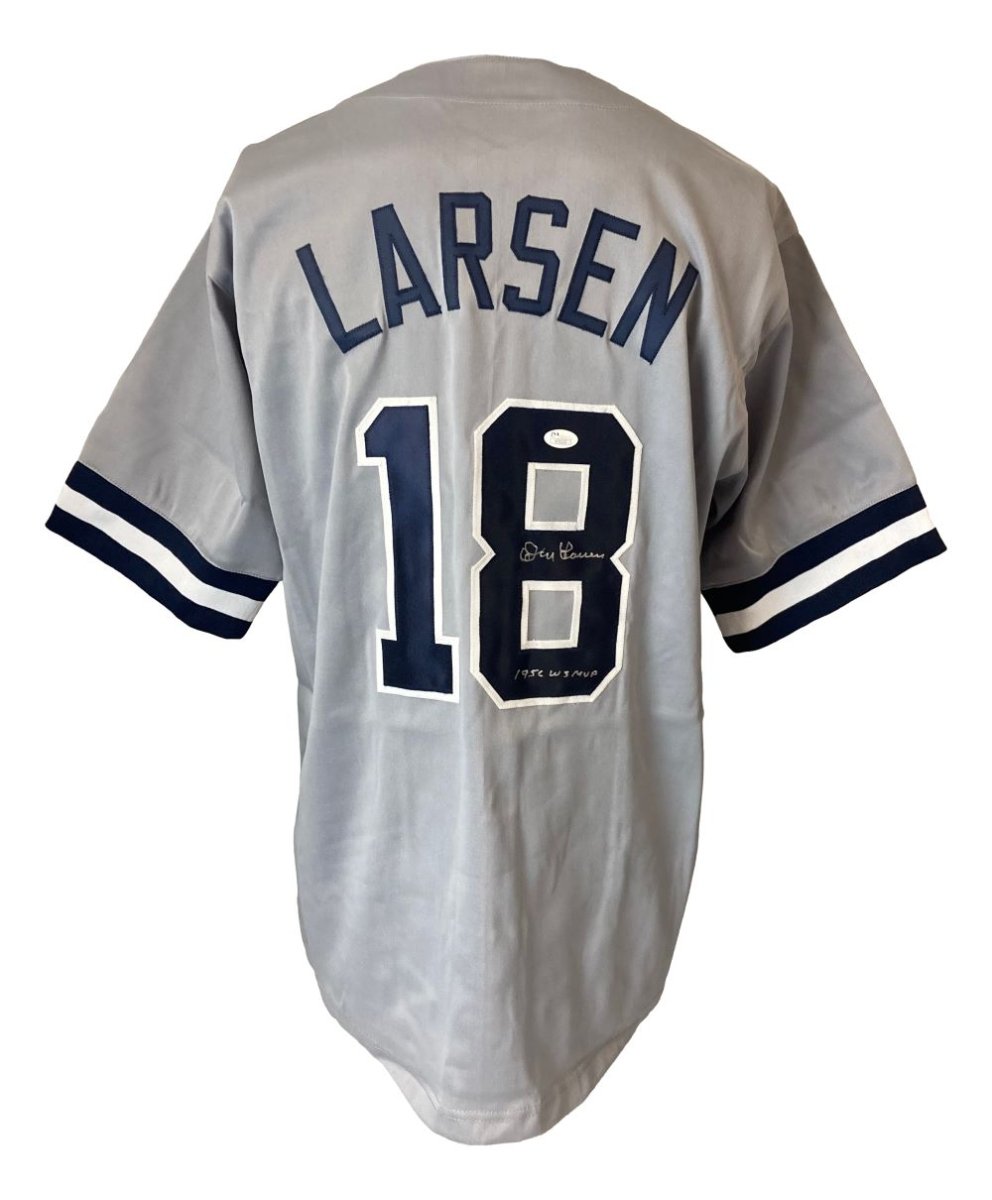 Don Larsen New York Yankees Signed Gray Baseball Jersey - 1956 World Series MVP Inscribed with JSA COA - Perfect for Collectors, Sports Memorabilia Displays & Yankees Fan Gifts