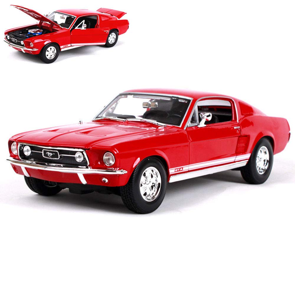 1:18 Scale 1967 Ford Mustang GTA-1 Alloy Diecast Model Car - Collectible Simulation Vehicle for Display & Decoration - Perfect for Car Enthusiasts, Office Desk Decor, and Gift Giving