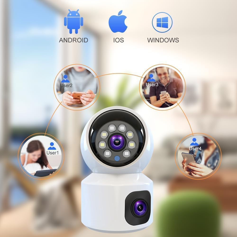 EYETECH 360 1080P HD Dual Lens Wireless WiFi Security Camera - 2.4GHz Smart Home Surveillance System with Night Vision & Motion Detection, Perfect for Baby Monitor, Pet Camera, Indoor/Outdoor Use