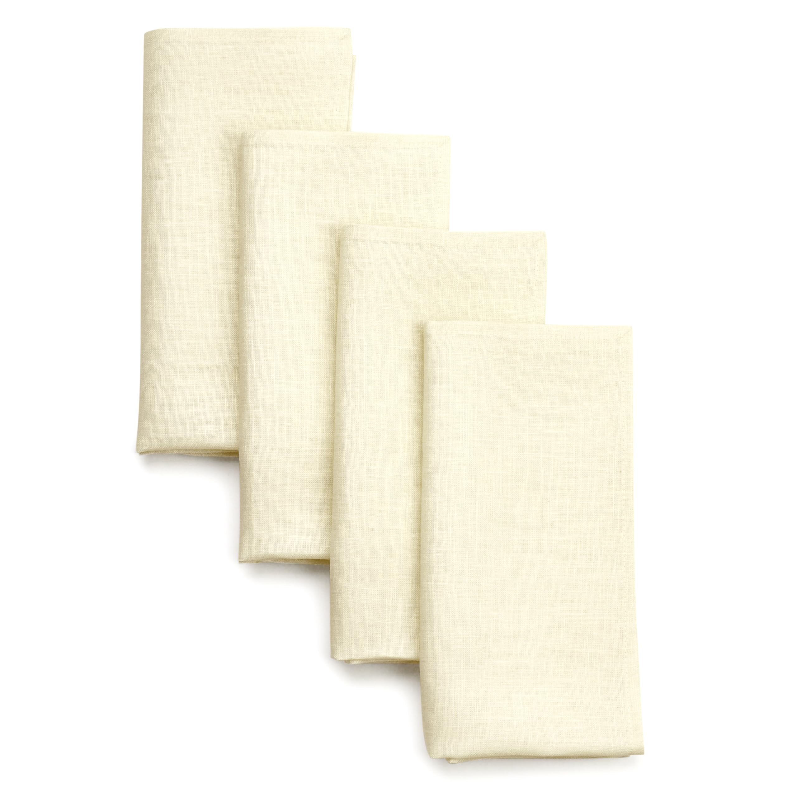 D'Moksha Homes 100% Pure Linen Dinner Napkins 18x18 Inch - Set of 4 Cream Cloth Napkins - Washable & Reusable for Easter, Thanksgiving, Christmas Dinner Party & Formal Dining Table Decor