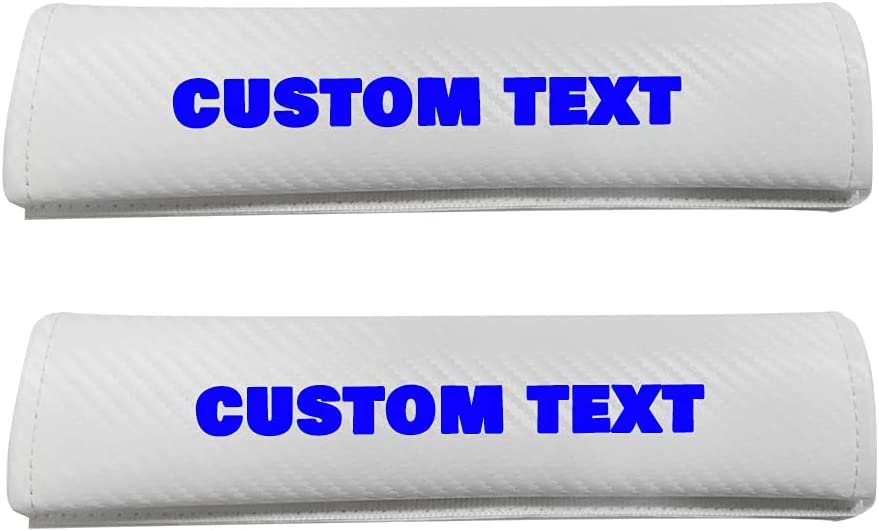 Yajomi Custom Car Seat Belt Pads - Carbon Fiber Shoulder Pad Cushion Cover (2 Pack, White) | Comfortable & Durable Strap Protector for Long Drives & Daily Commute