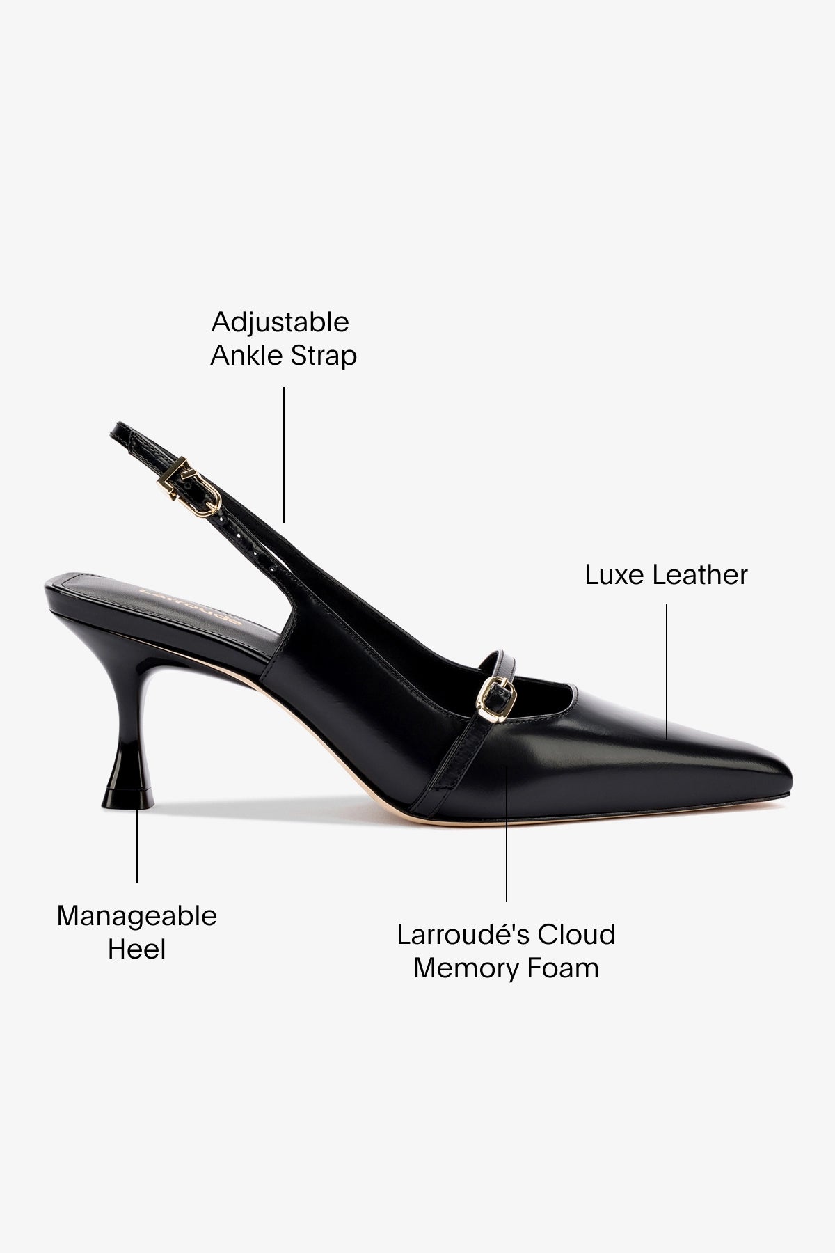 Ines Pump Black Leather Women's Shoes - Elegant & Comfortable Heels for Work, Party & Special Occasions