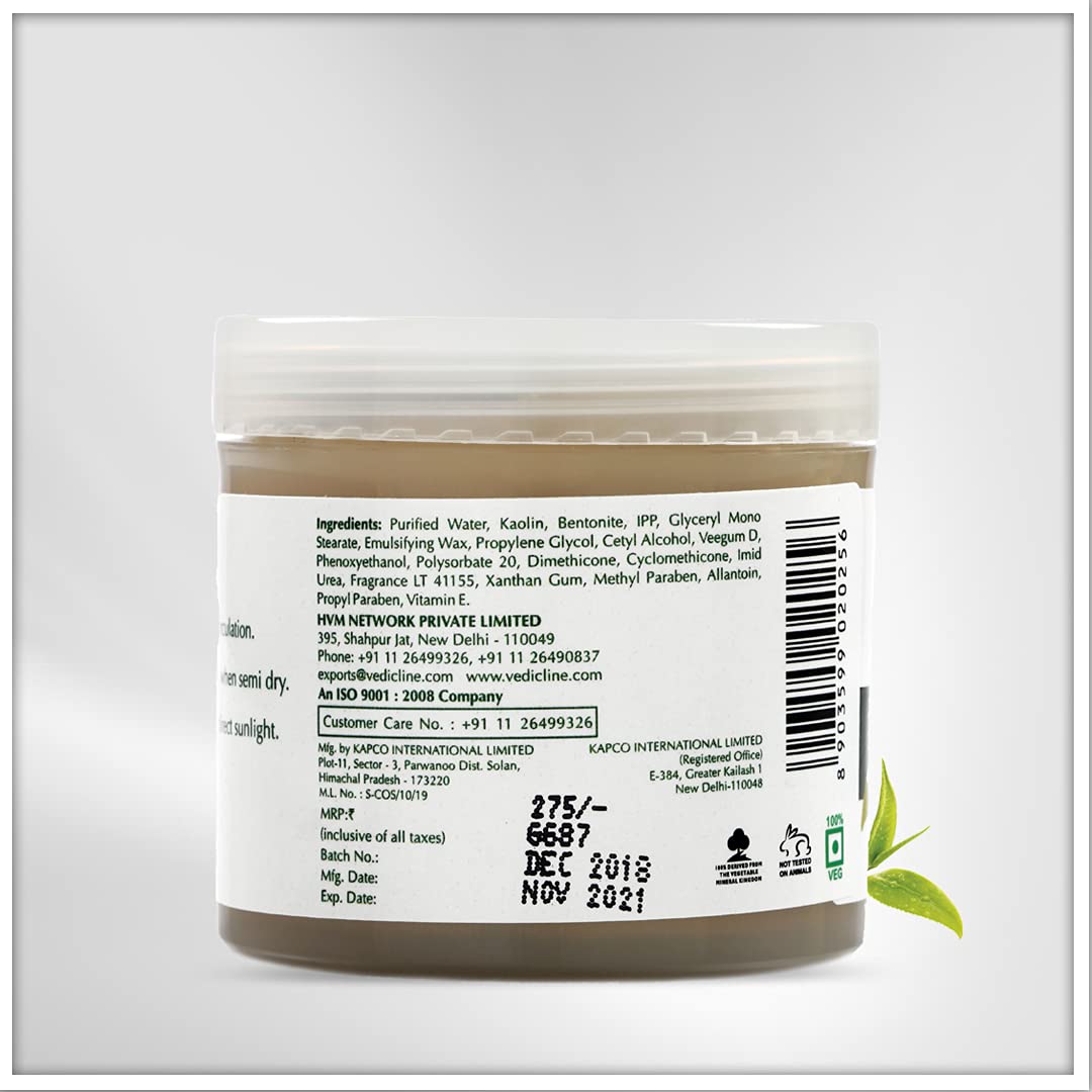 Vedic Line Alpha Brightening Pack - Volcanic Clay & Green Tea Extract Face Mask for Clear Skin, Reduces Spots & Acne (100ml, 1 Count) | Perfect for Daily Skincare Routine & Acne Treatment