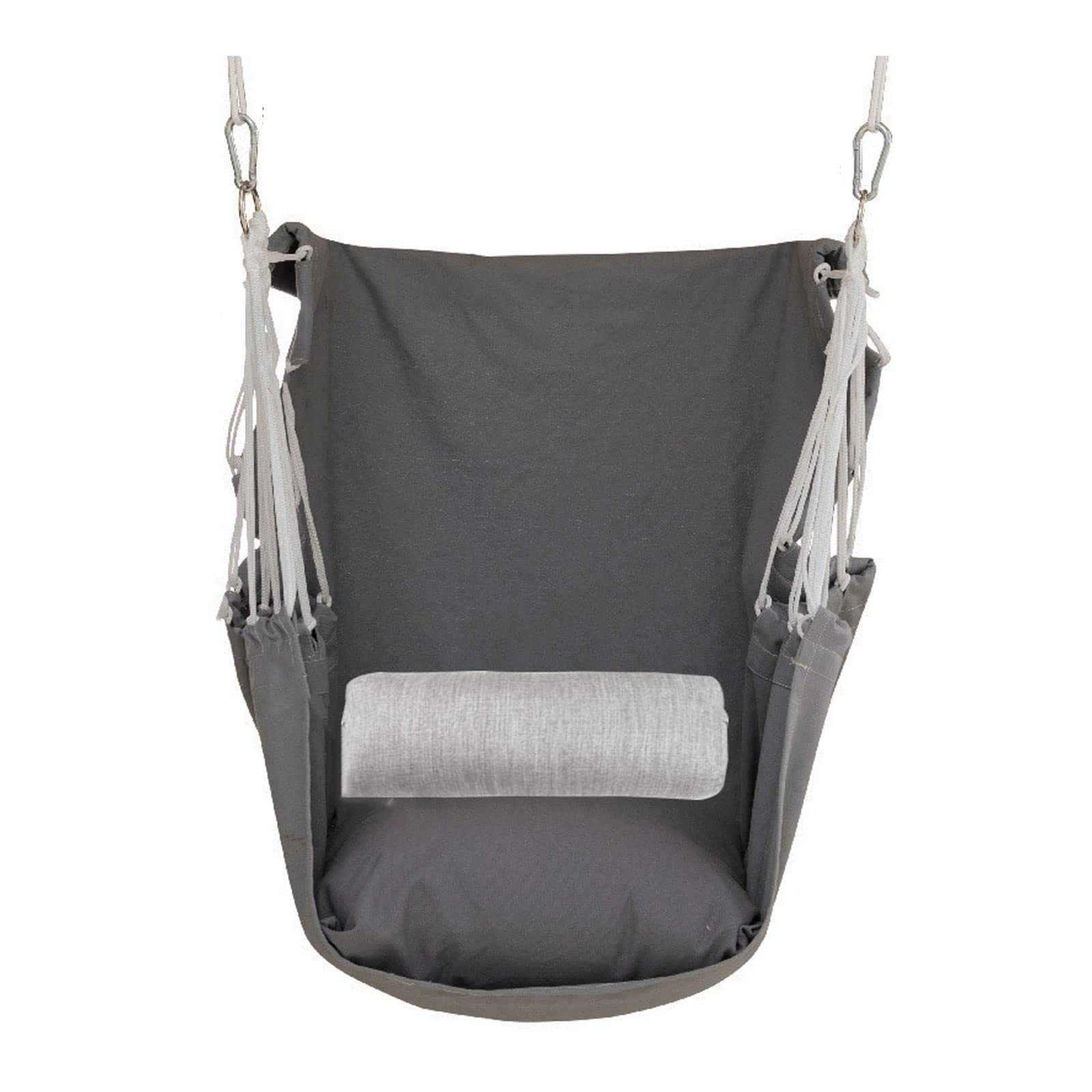 SRHWBF Large Hanging Hammock Chair Swing with Cushions & Carry Bag - Indoor/Outdoor Rope Seat for Bedroom, Garden, Patio (Dark Gray) - Perfect for Relaxing, Reading & Lounging