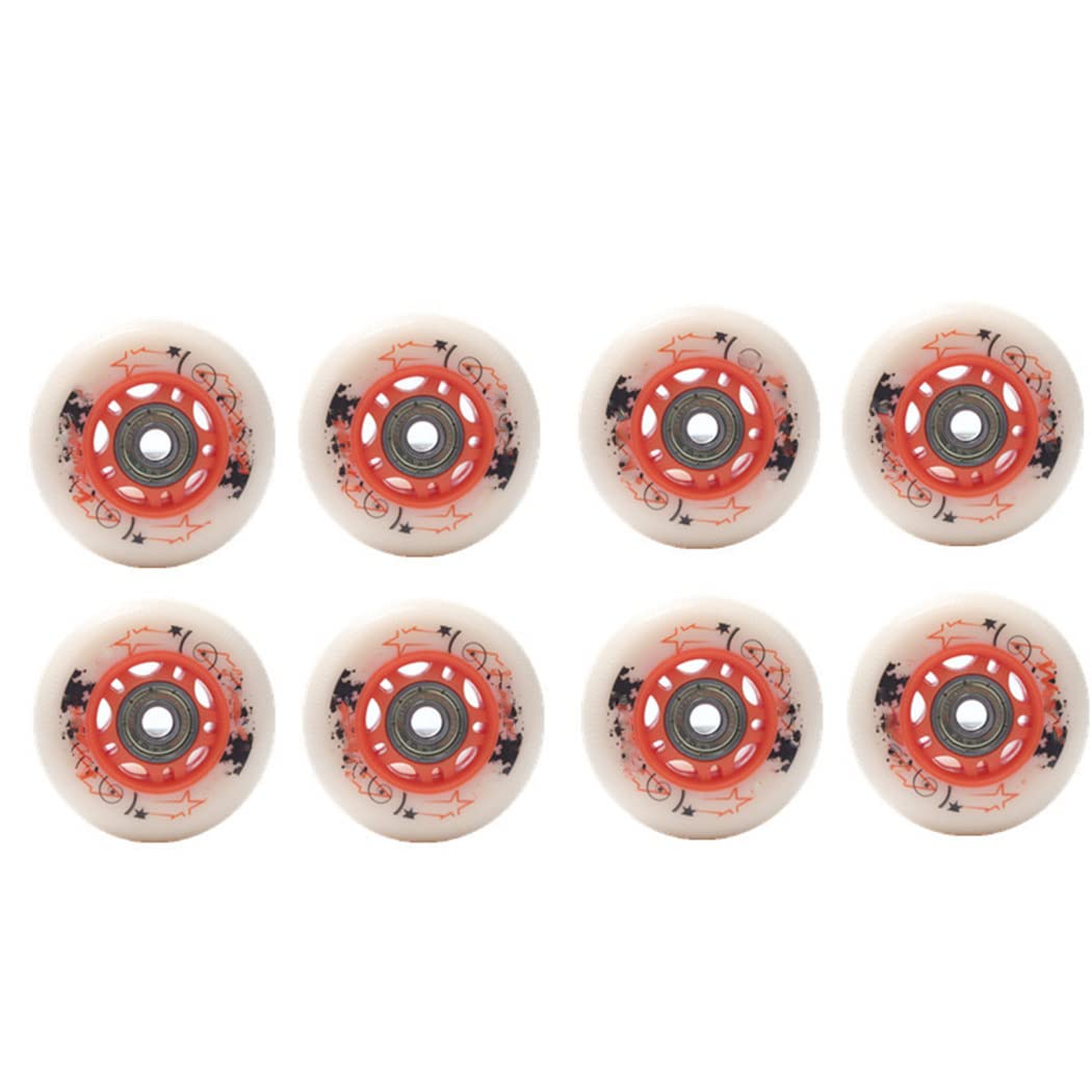 KEZaiZHe 64mm/68mm 85A PU Inline Skate Wheels - 8 Pack Replacement Wheels for Indoor & Outdoor Speed Skating - Durable for Kids, Toddlers, Boys & Girls (Orange) | Perfect for Roller Skating Rinks, Parks & Fitness Training