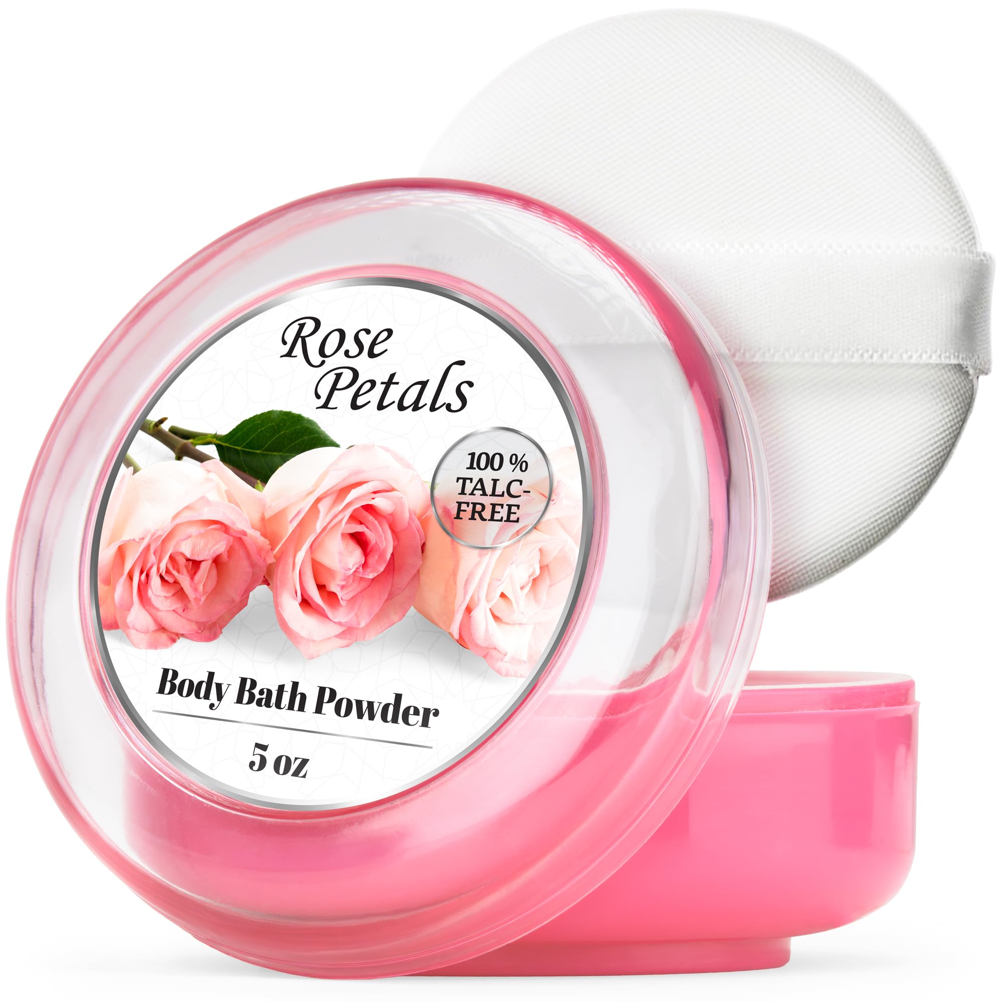 R-NEU 2 Pack Talc-Free Body Powder for Women with Powder Puff | Rose Petal Scented Dusting Powder | After Bath & Shower for Soft Smooth Skin | Large 10oz Size | Perfect for Daily Use, Travel & Post-Workout Freshening