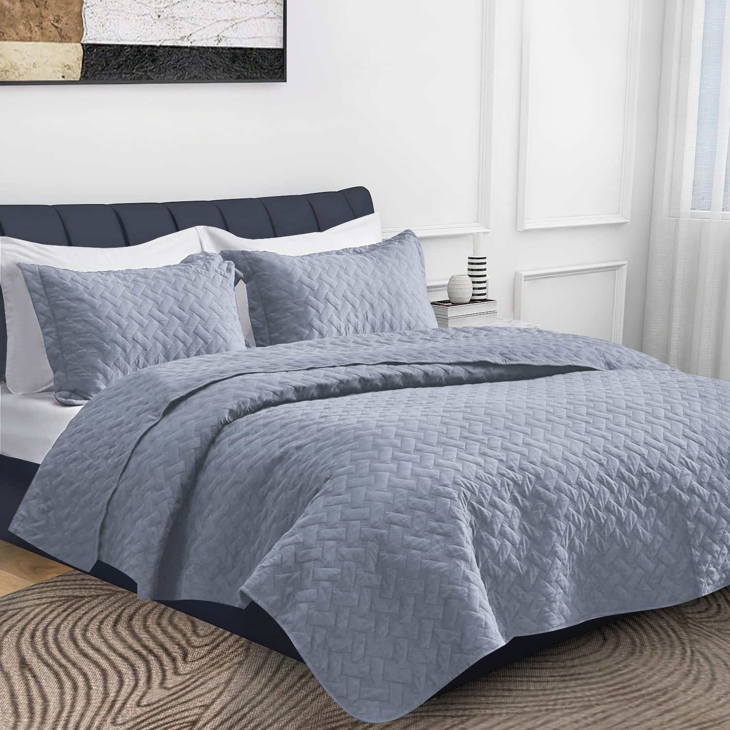 LuxAPP Reversible Microfiber Quilt Set - Twin Size 68