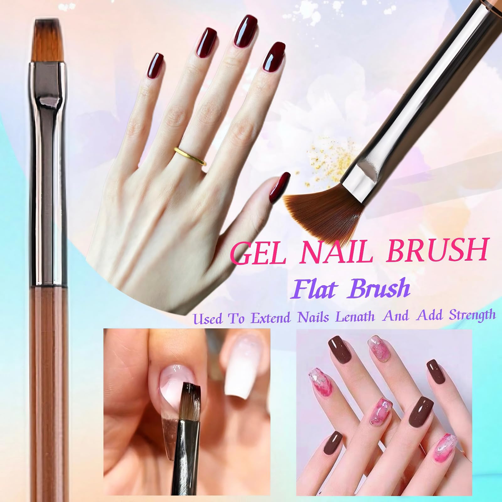 5-Piece Nail Art Liner Brush Set for Gel Polish - Ultra Thin Professional Nail Design Brushes (7/9/11/15/25mm) + 3 Clean Up Brushes for Cuticle Polish Correction - Perfect for DIY Manicure, Salon Nail Art & Gel Extension Application