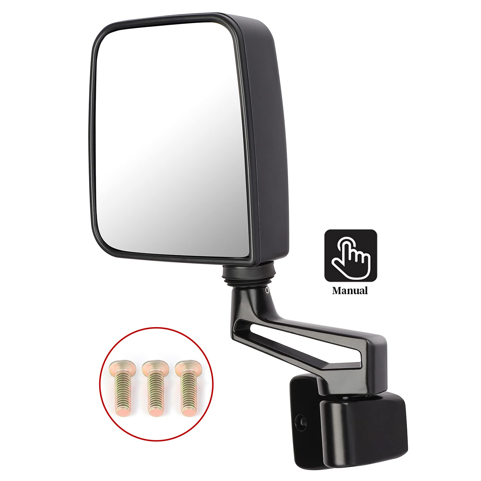 ECCPP Replacement Exterior Mirrors for 1987-1994 Jeep Wrangler with Half Door - Driver Side (Part# 55027208) | Compatible with 1995, 1997-2002 Models | Durable Auto Parts for Off-Roading & Daily Driving