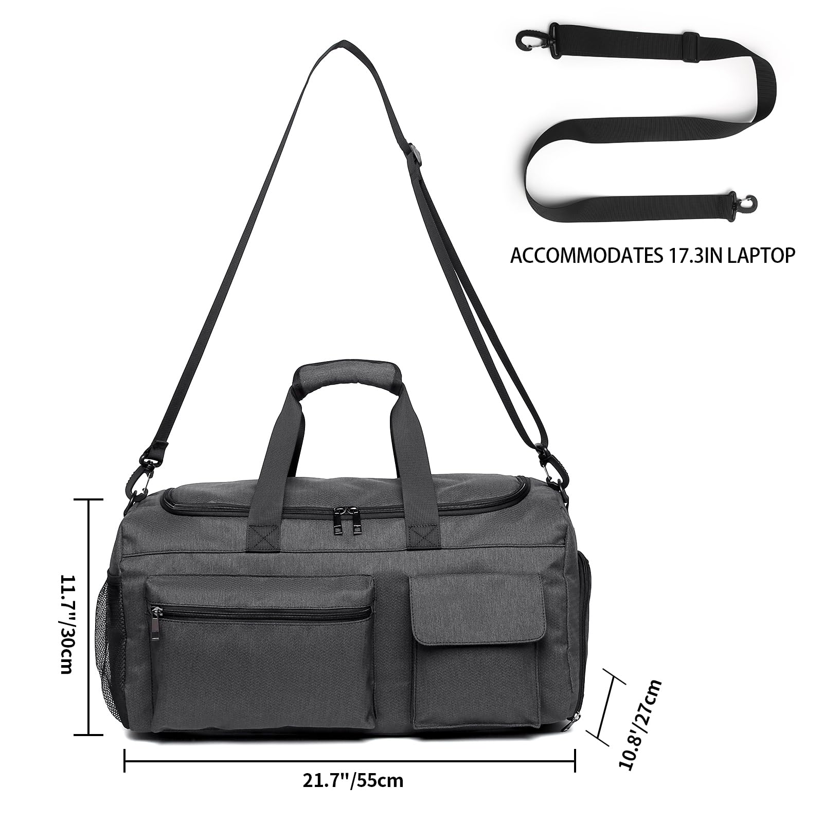 **Men's Large Gym & Travel Duffle Bag with Wet Pocket & Shoe Compartment - Black | Perfect for Workouts, Weekend Trips & Overnight Travel**