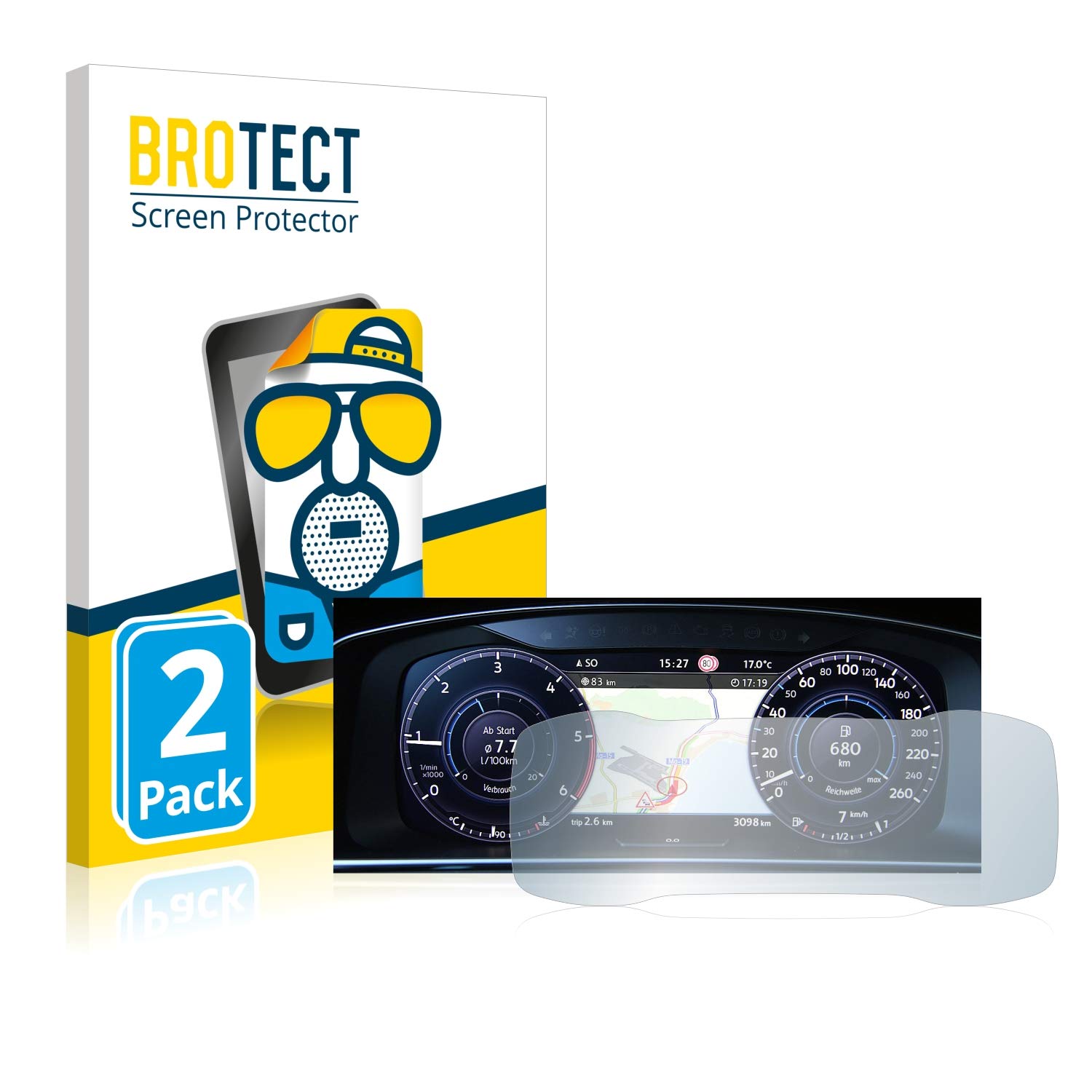 Brotect Anti-Glare Screen Protector for Volkswagen Golf 7 Active Info Cockpit 12.3