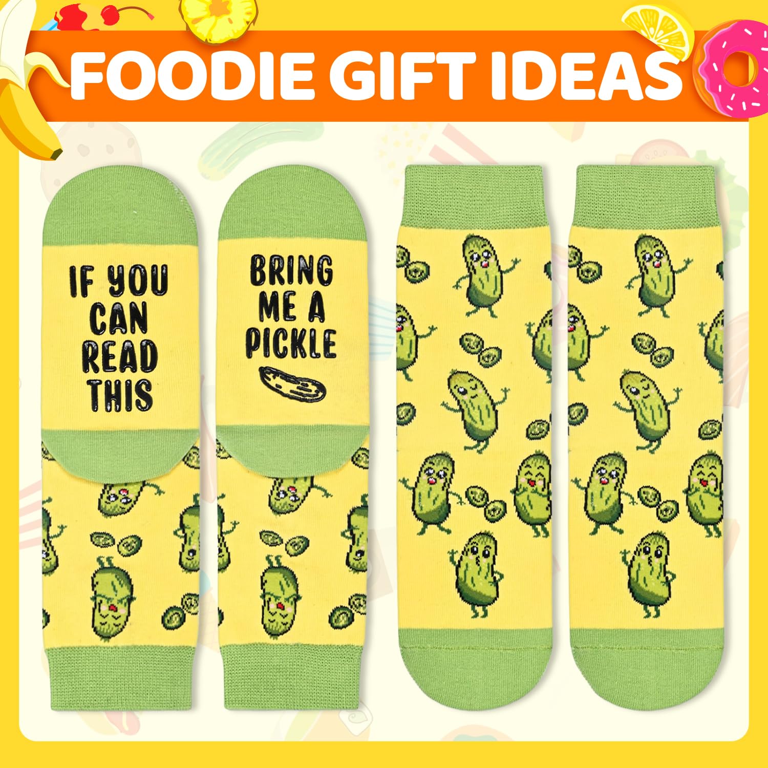 Funny Novelty Socks for Kids - Crazy Pickle Ice Cream Silly Socks Gift for Boys & Girls | Perfect for Birthday Presents, Christmas Gifts & School Dress Up Days
