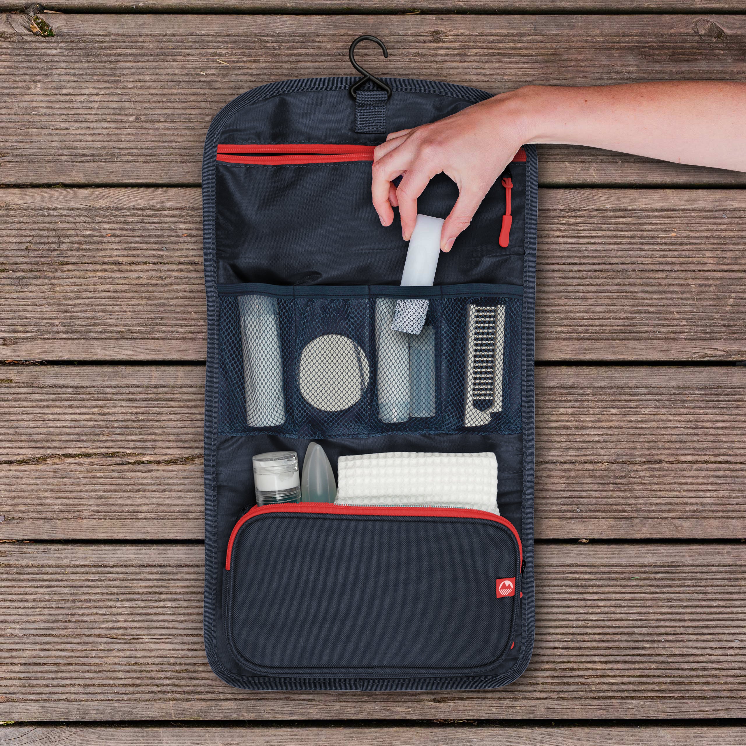 Eskdale Foldable Hanging Travel Toiletry Bag - Waterproof Cosmetic Organizer for Bathroom, Camping & Airplane Travel - Perfect for Toiletries, Makeup & Shower Essentials