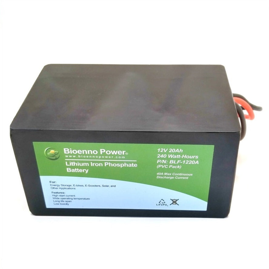 12V 20Ah LiFePO4 Rechargeable Deep Cycle Battery (BLF 1220A) - Perfect for Solar Power Systems, Marine, RV & Off-Grid Applications
