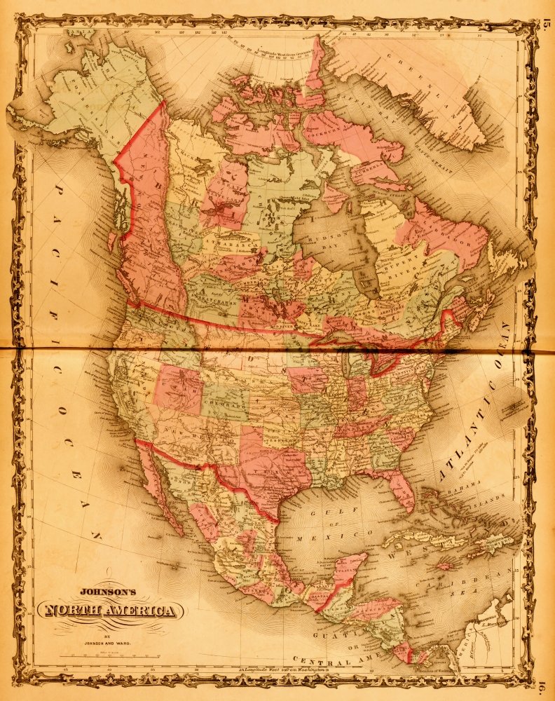 1862 Historical Poster Print - 18 x 24 Inches - Vintage North America Wall Art for Home, Office & Classroom Decor