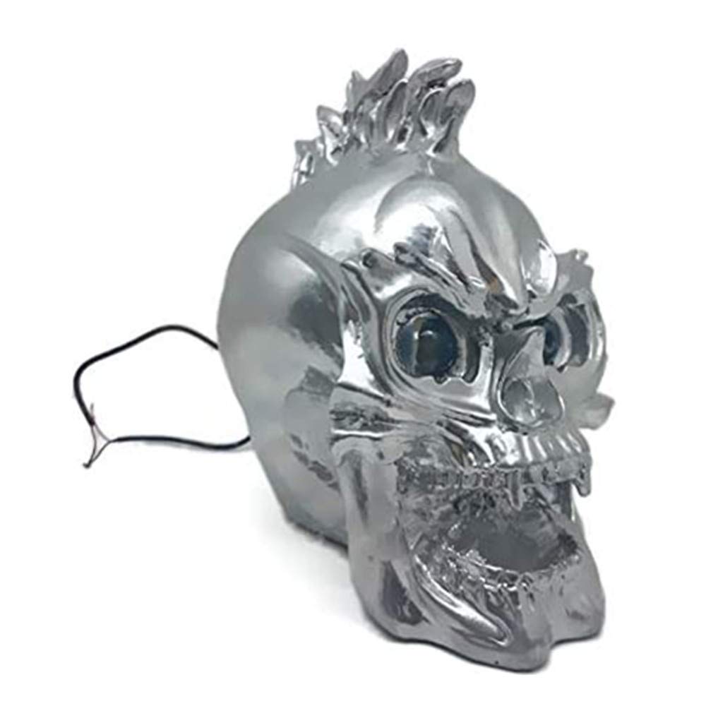 Universal LED Motorcycle Headlight - Super Bright Skull Design Headlamp for Kawasaki, Harley, Suzuki - Perfect for Night Riding & Custom Bike Builds (Silver)