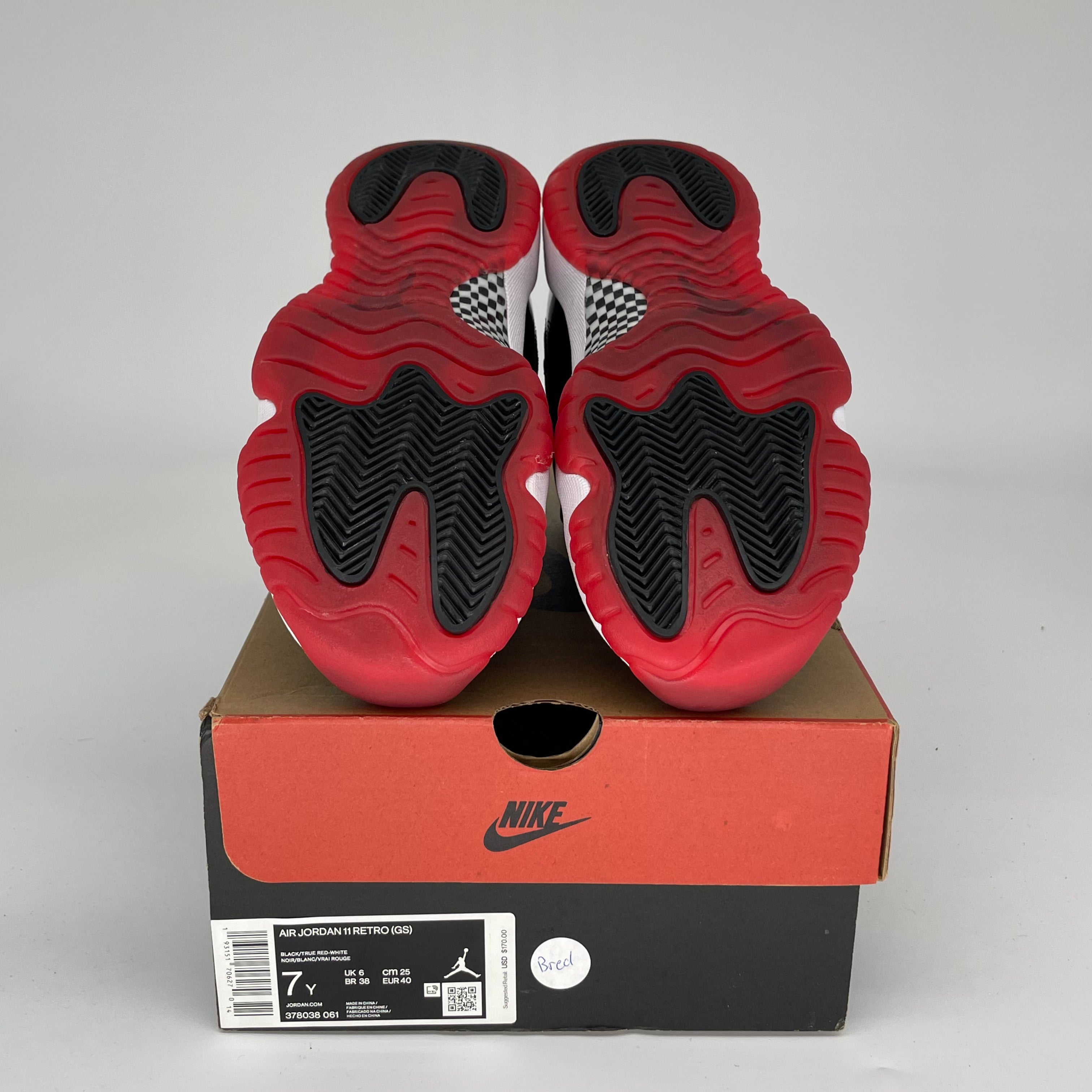 AIR JORDAN 11 Retro BRED Basketball Shoes Size 7Y (378038-061) - Men's & Kids' High-Top Sneakers for Court Performance and Street Style