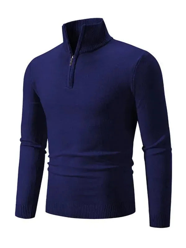 Men's Zipper Turtleneck Pullover Sweater - Warm Winter Knitwear for Casual Outfits & Office Wear