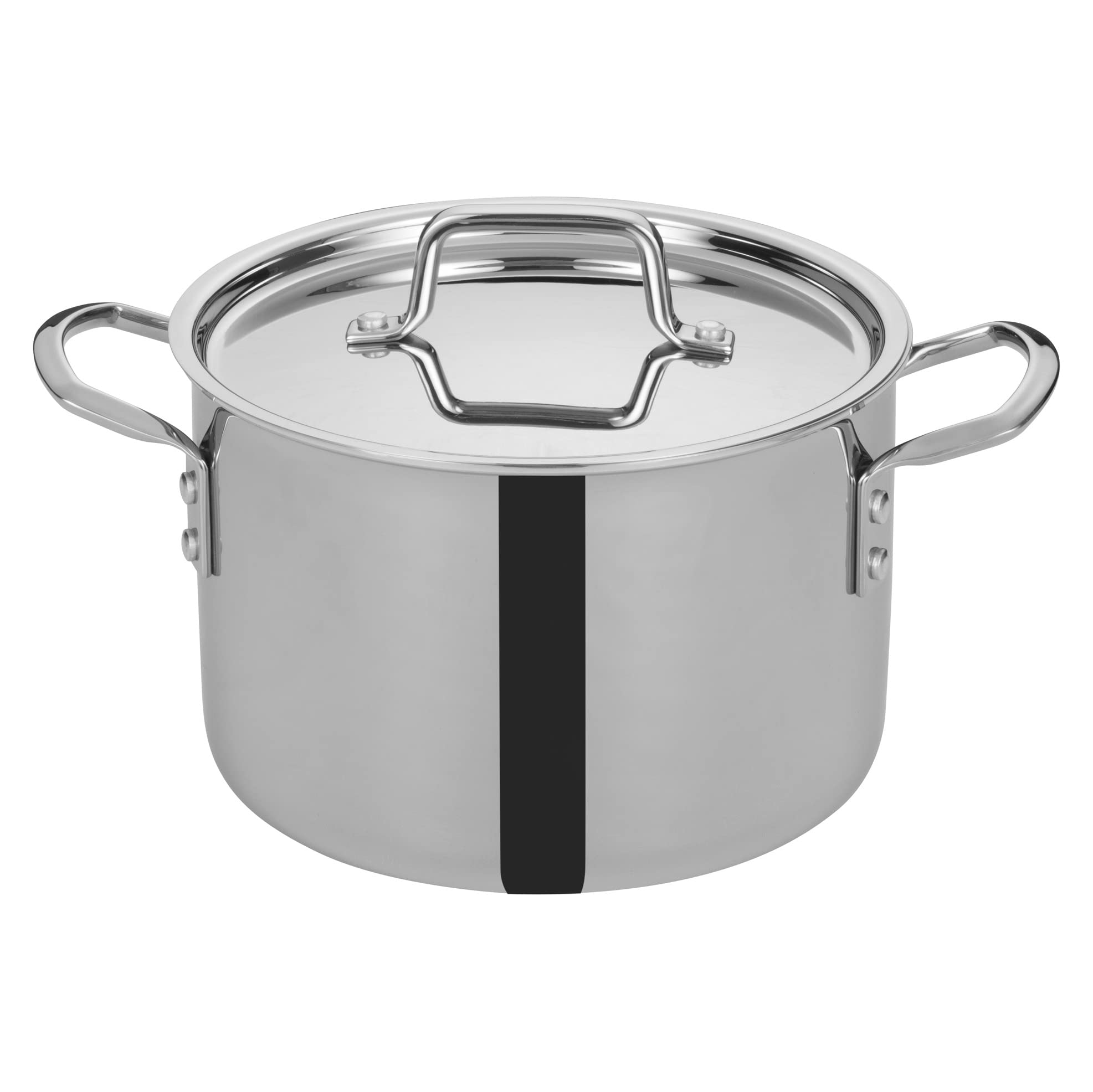 WINCO Tri-Ply Stainless Steel Stock Pot 6 Quart (6qt) with Lid - Silver - Perfect for Soups, Stews & Pasta Cooking