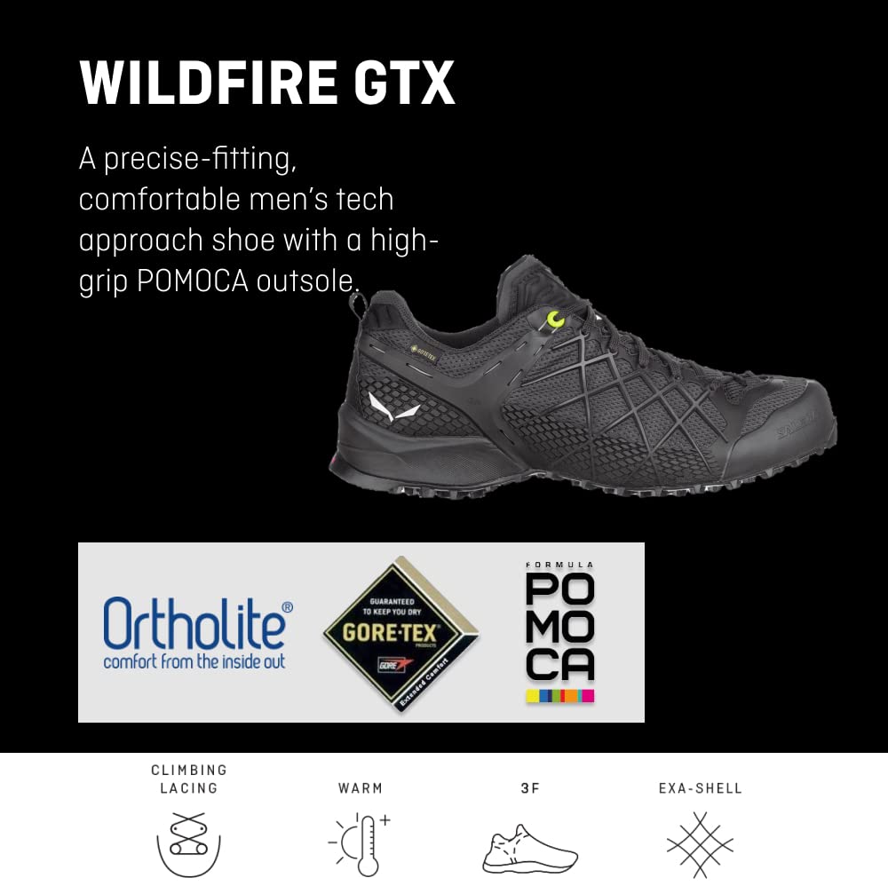 Salewa Men's Wildfire GTX Approach Shoe - Waterproof Hiking & Climbing Shoes with Gore-Tex Technology for Outdoor Adventures, Trail Running & Mountain Trekking