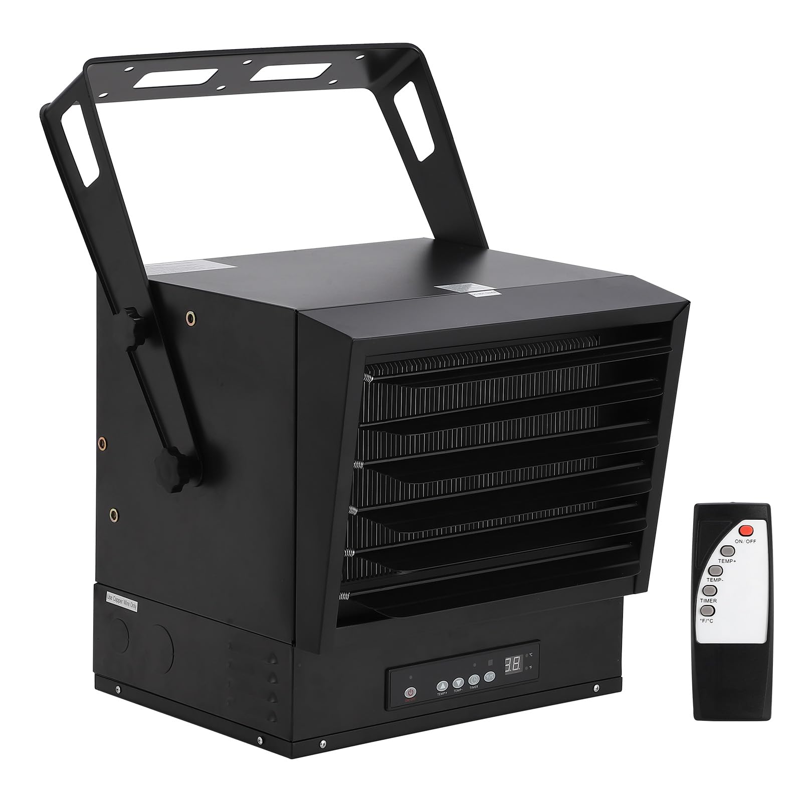 5000W Electric Garage Heater with Digital Thermostat & Timer - Ceiling Mount Fan Forced Space Heater 240V Hardwired for Workshop, Warehouse, Basement - Black | Fast Heating for Large Areas, Energy Efficient Shop Heater
