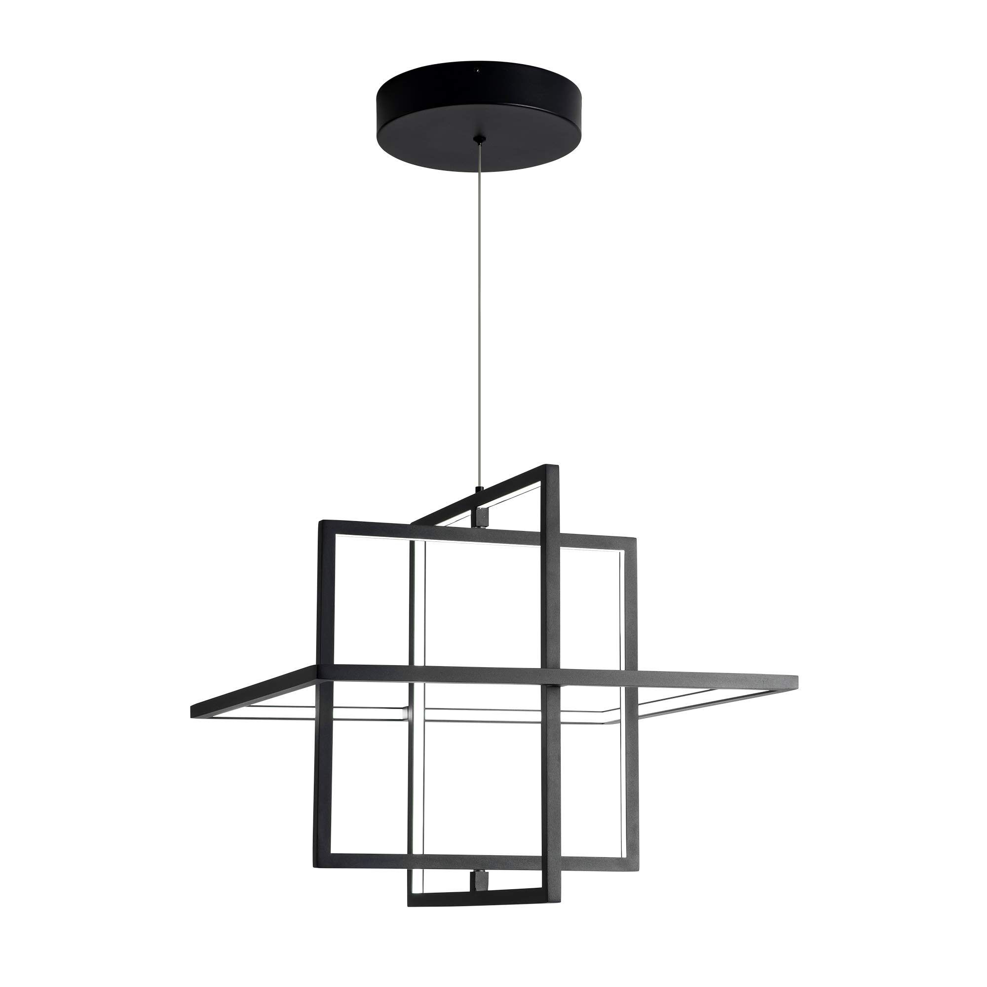 Modern Square LED Chandelier - Dimmable 90W Pendant Light with 6000K Cool White - Contemporary Hanging Light Fixture for Living Room, Dining Room, Bedroom, Kitchen & Study - Perfect for Modern Home Decor & Ambient Lighting (Black)