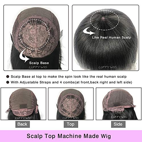 200 Density Brazilian Remy Human Hair Wig - Short Curly Machine Made with Bangs for Women (22 Inch) | Natural Look & Comfortable Wear for Daily Use, Parties & Cosplay