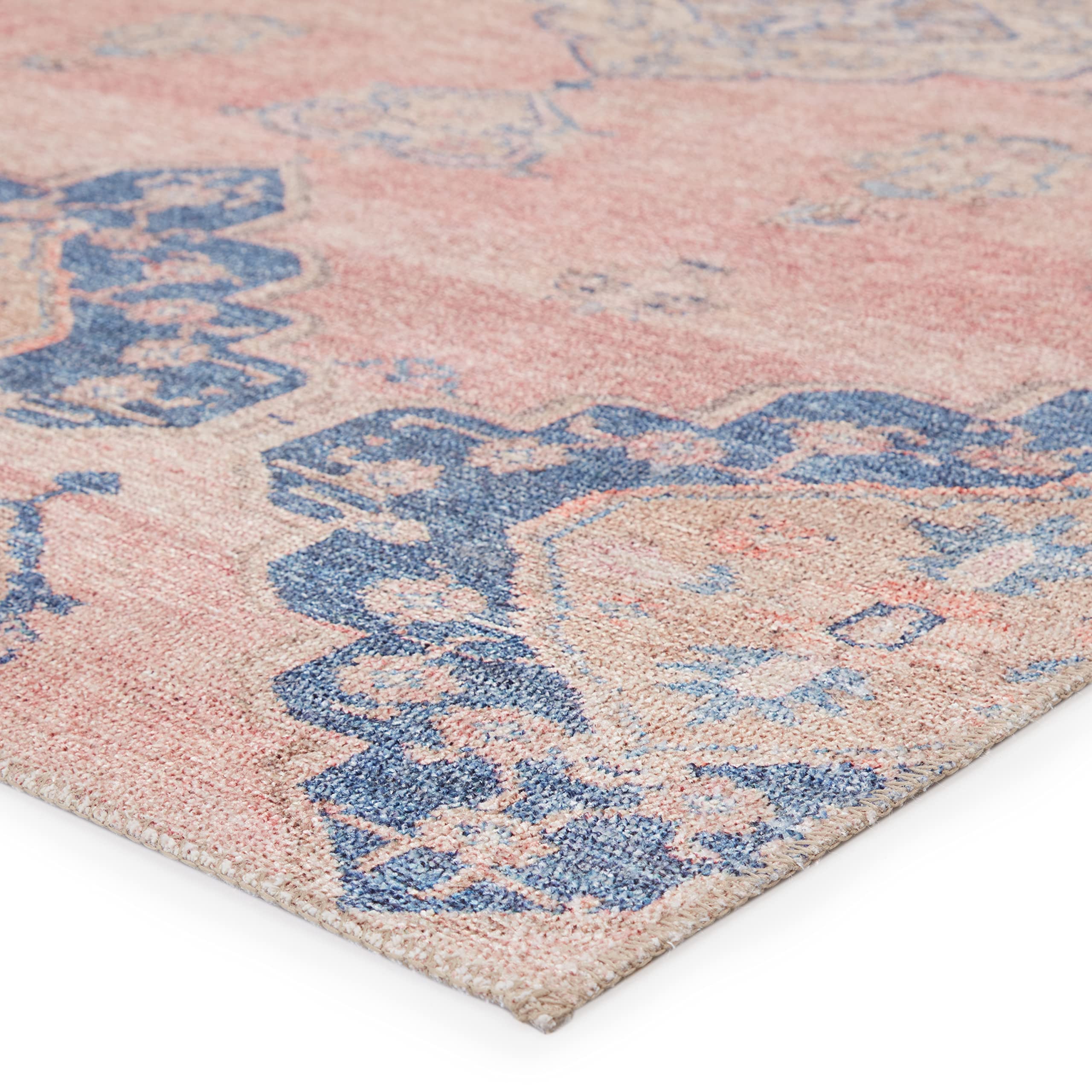 Jaipur Living Machine Washable 8x10 Large Area Rug - Farmhouse Style Light Pink & Blue - Perfect for Living Room, Bedroom & Home Decor
