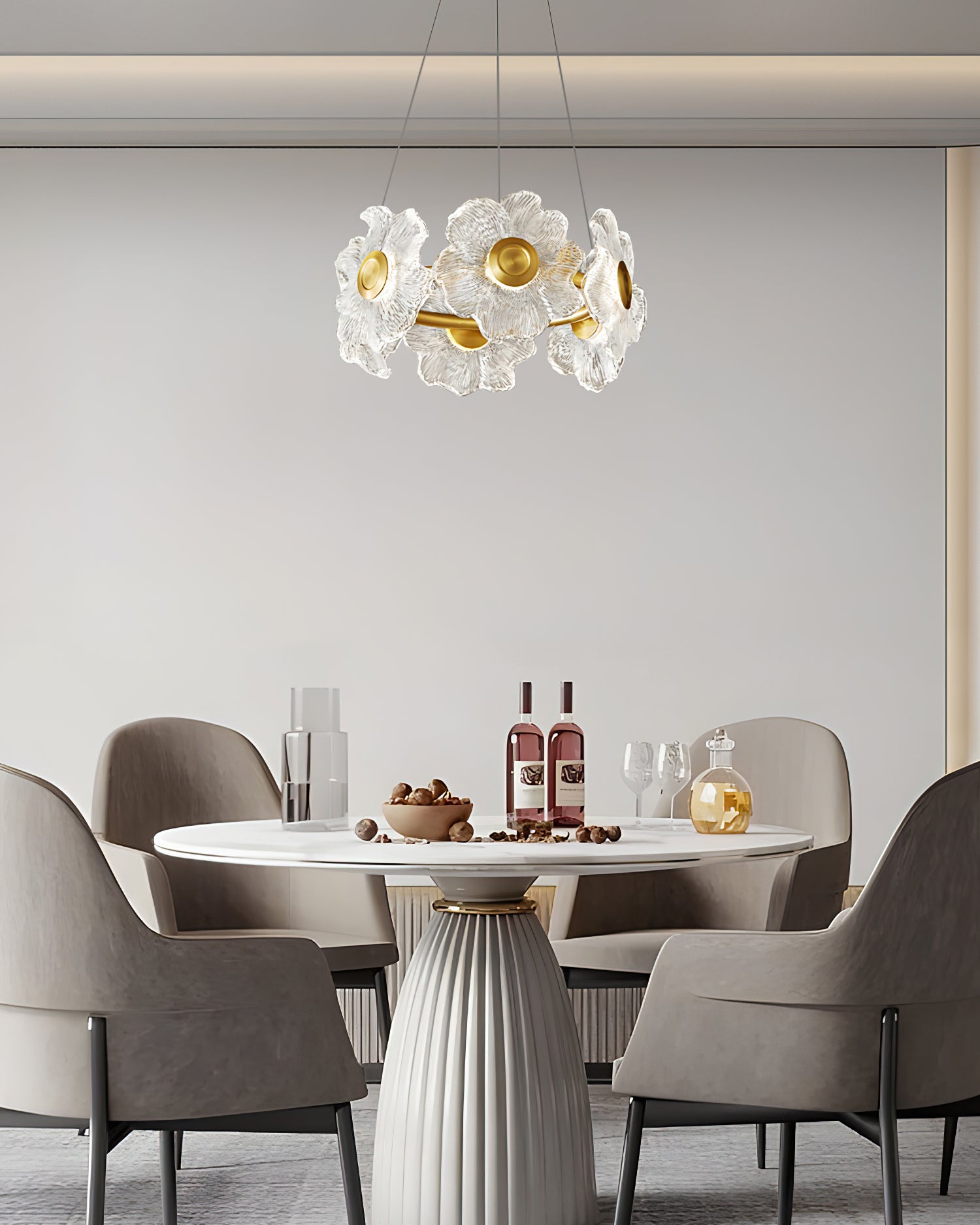 Elegant Flora Glass Chandelier - Modern Crystal Ceiling Light Fixture for Dining Room, Living Room & Bedroom Decor