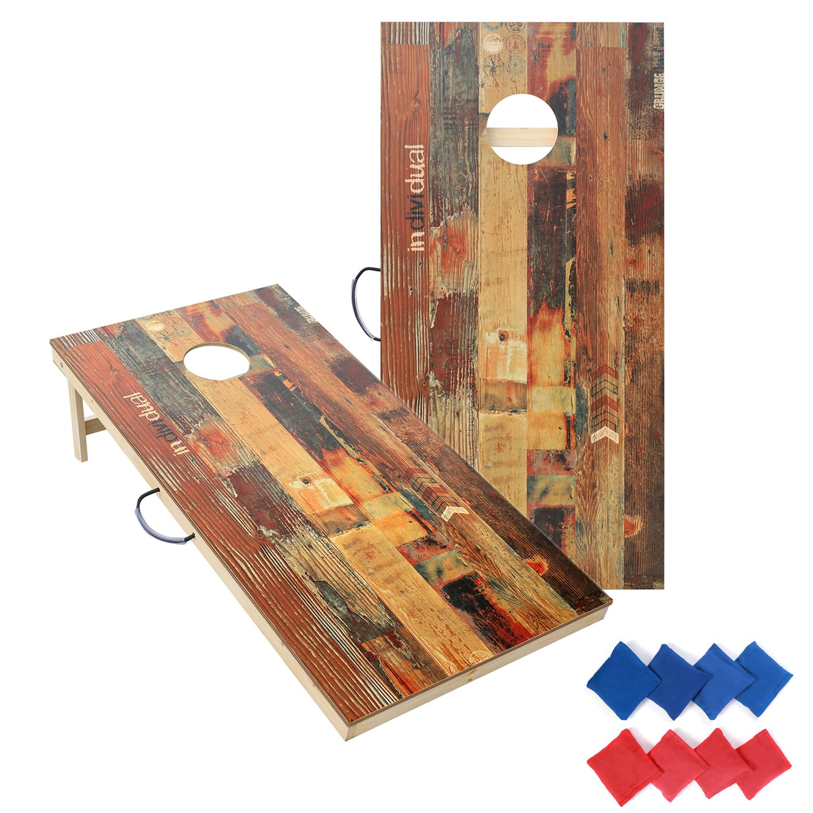 Premium Solid Wood Corn Hole Game Set - 2 Regulation Waterproof Cornhole Boards with 8 Toss Bags - Perfect for Outdoor, Backyard, Tailgating, Picnics & Indoor Family Fun