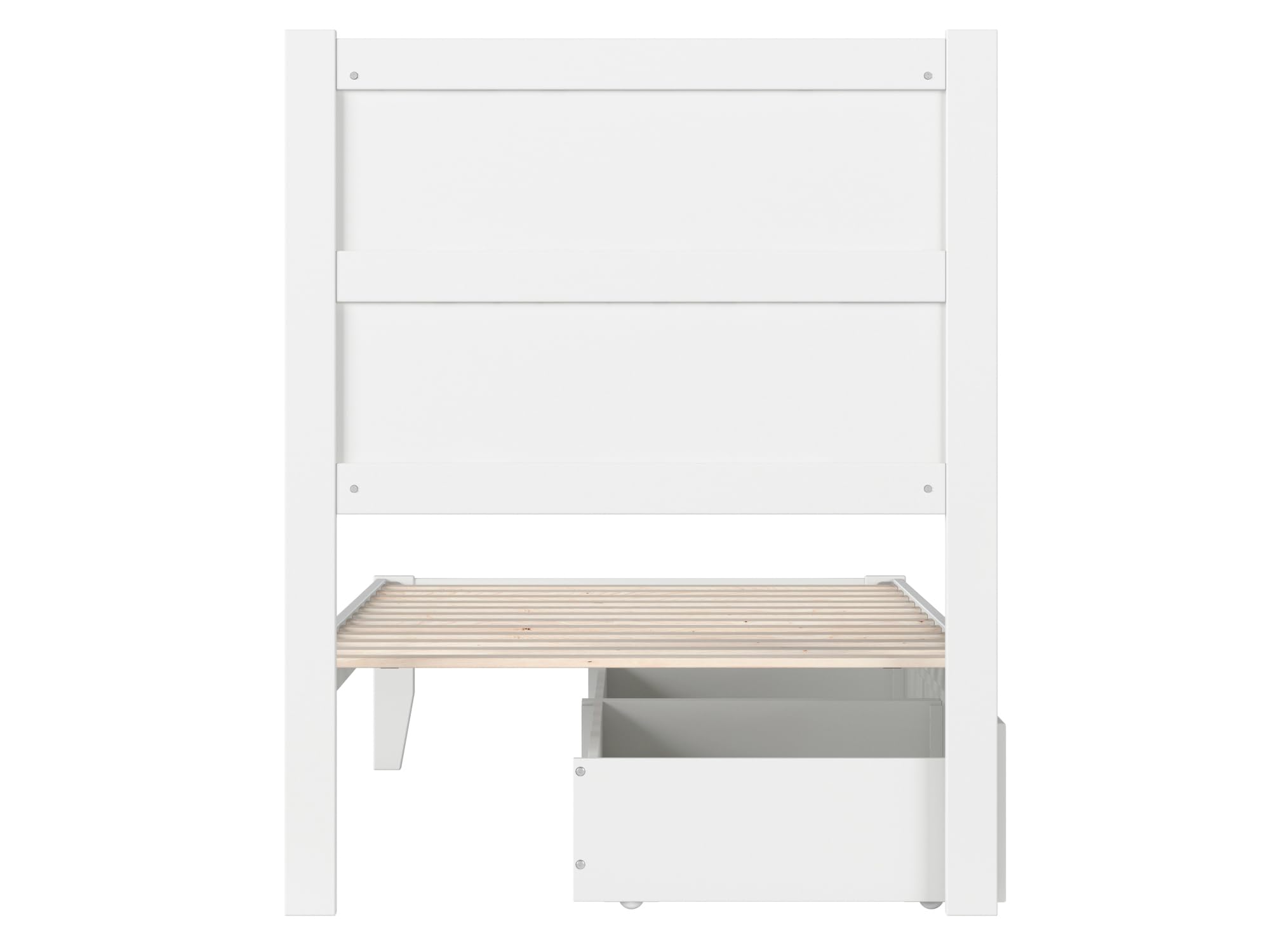 AFI NoHo Twin Size Platform Bed with Storage Drawers & USB Charging Station - White Wooden Frame for Small Space Bedroom, Dorm Room or Guest Room