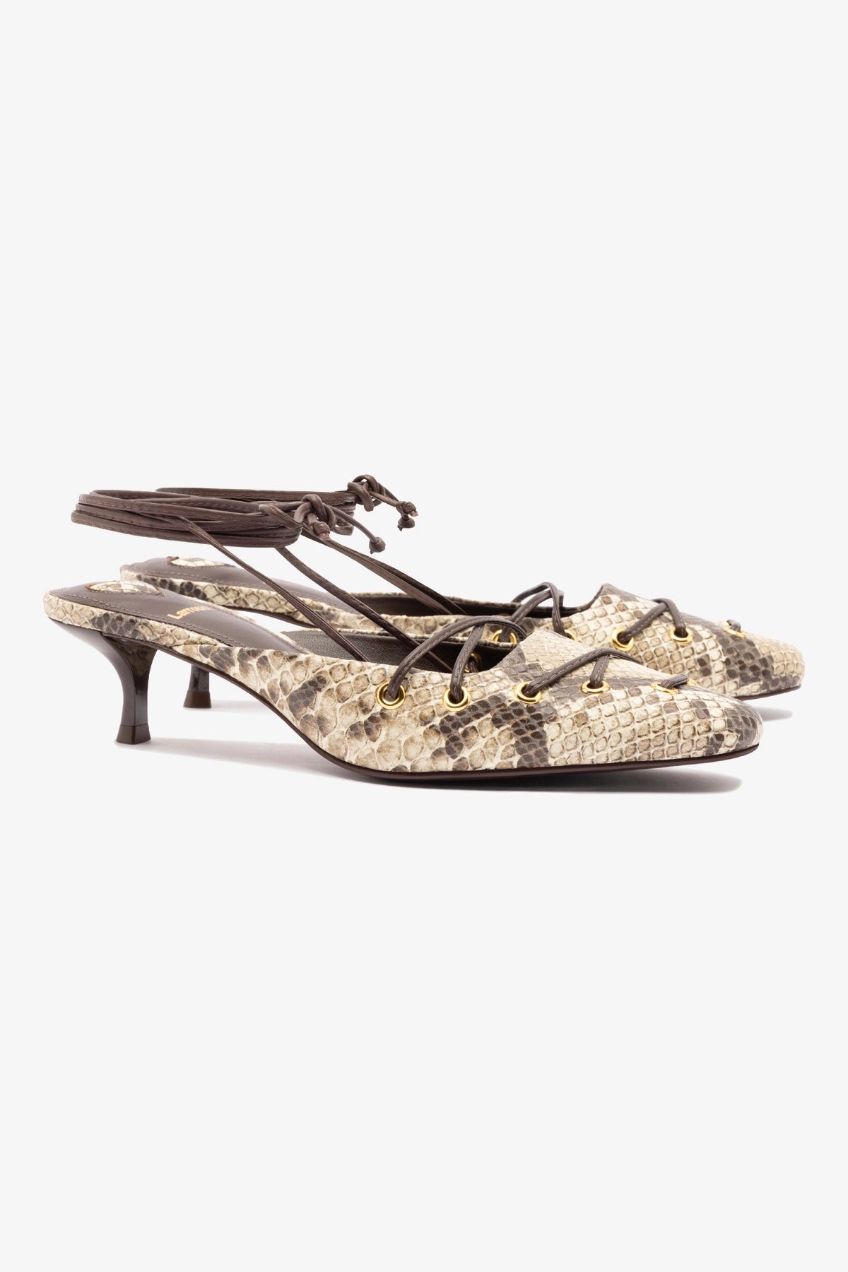 Amal Lace Up Pump Women's Shoes - Neutral Printed Snake Design Fashion Heels for Office, Party & Special Occasions