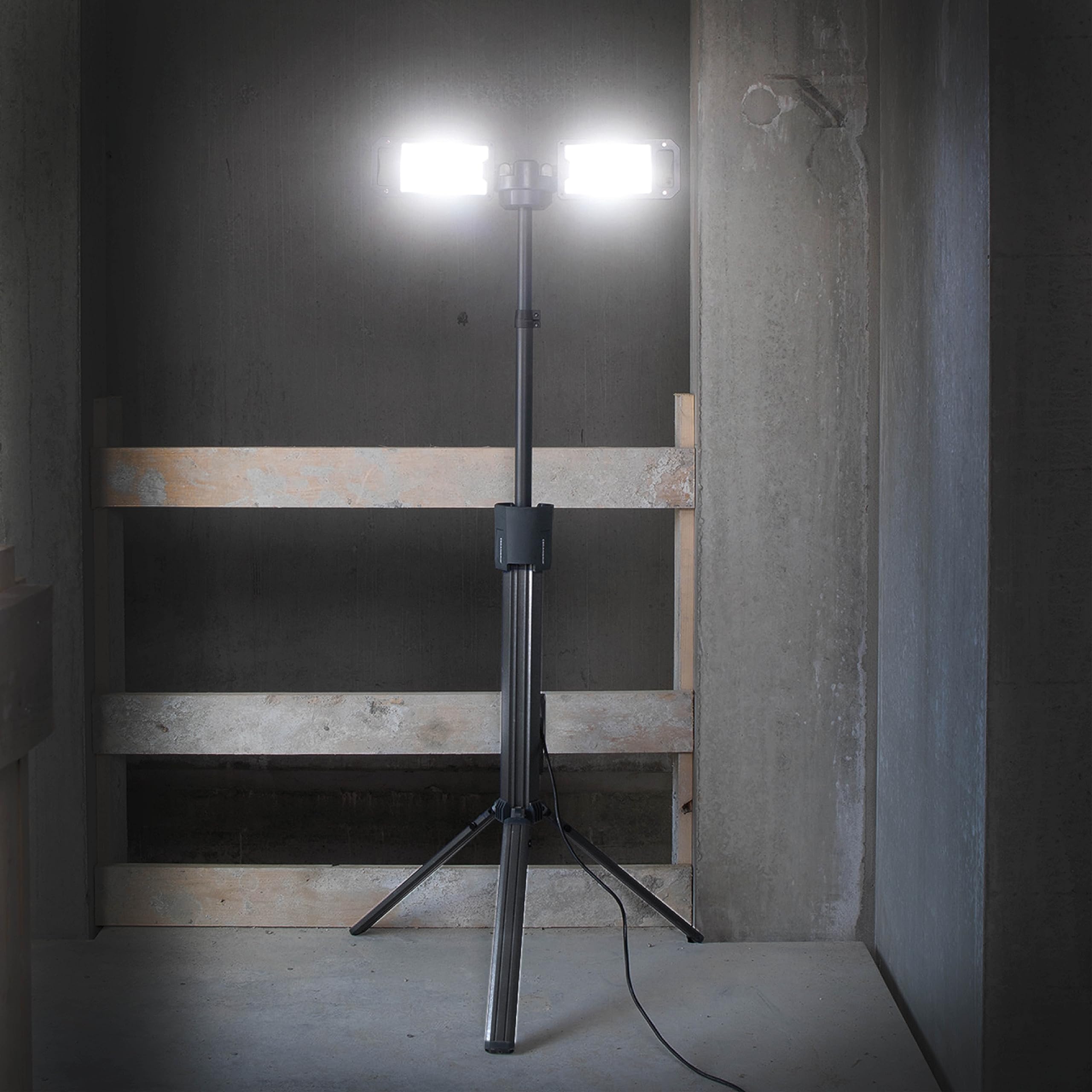 SCANGRIP TOWER 5 CONNECT 5000 Lumen LED Flood Light with Tripod - Battery Powered, Portable Work Light for Construction, Automotive Repair & Outdoor Activities | Flexible, Lightweight & Compact Design