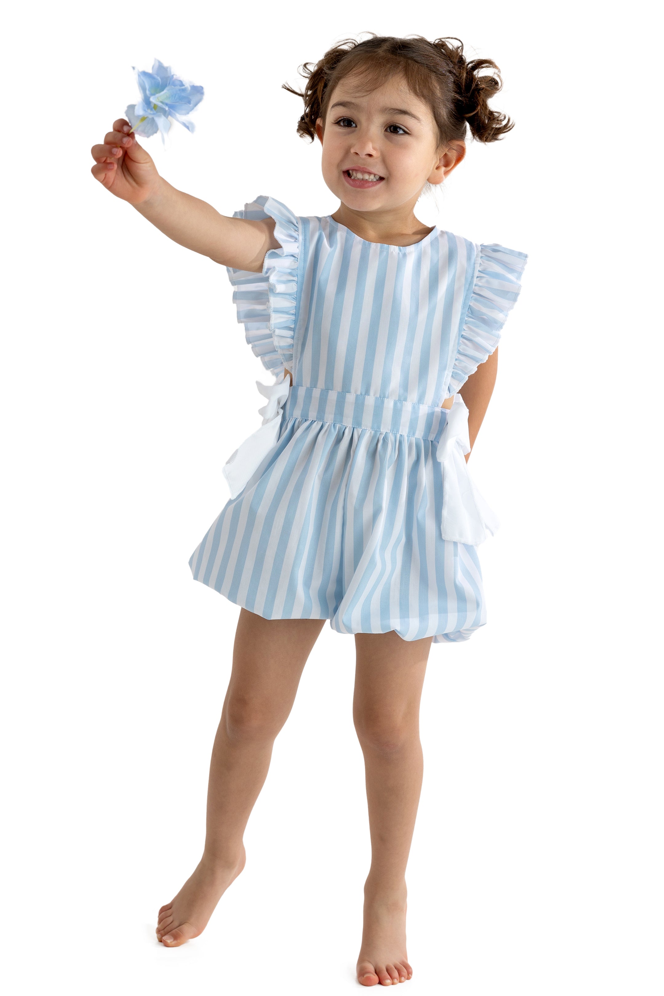 Blue Stripes Cotton Playsuit for Women - Soft & Comfortable Romper for Summer Outfits, Beachwear, and Casual Wear