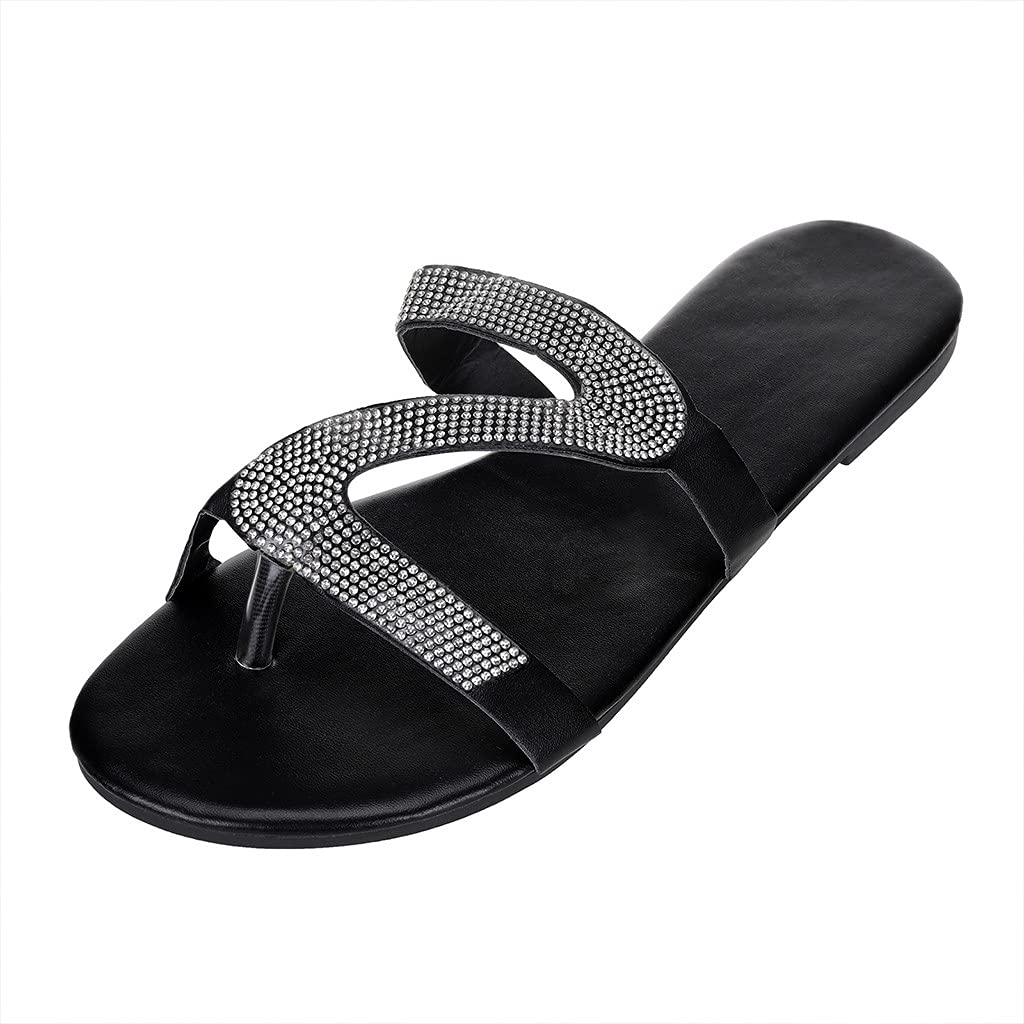 Women's Wedge Sandals - Dressy & Casual Crystal Roman Flat Slippers for Plus Size | Perfect for Summer, Beach, Parties & Everyday Wear