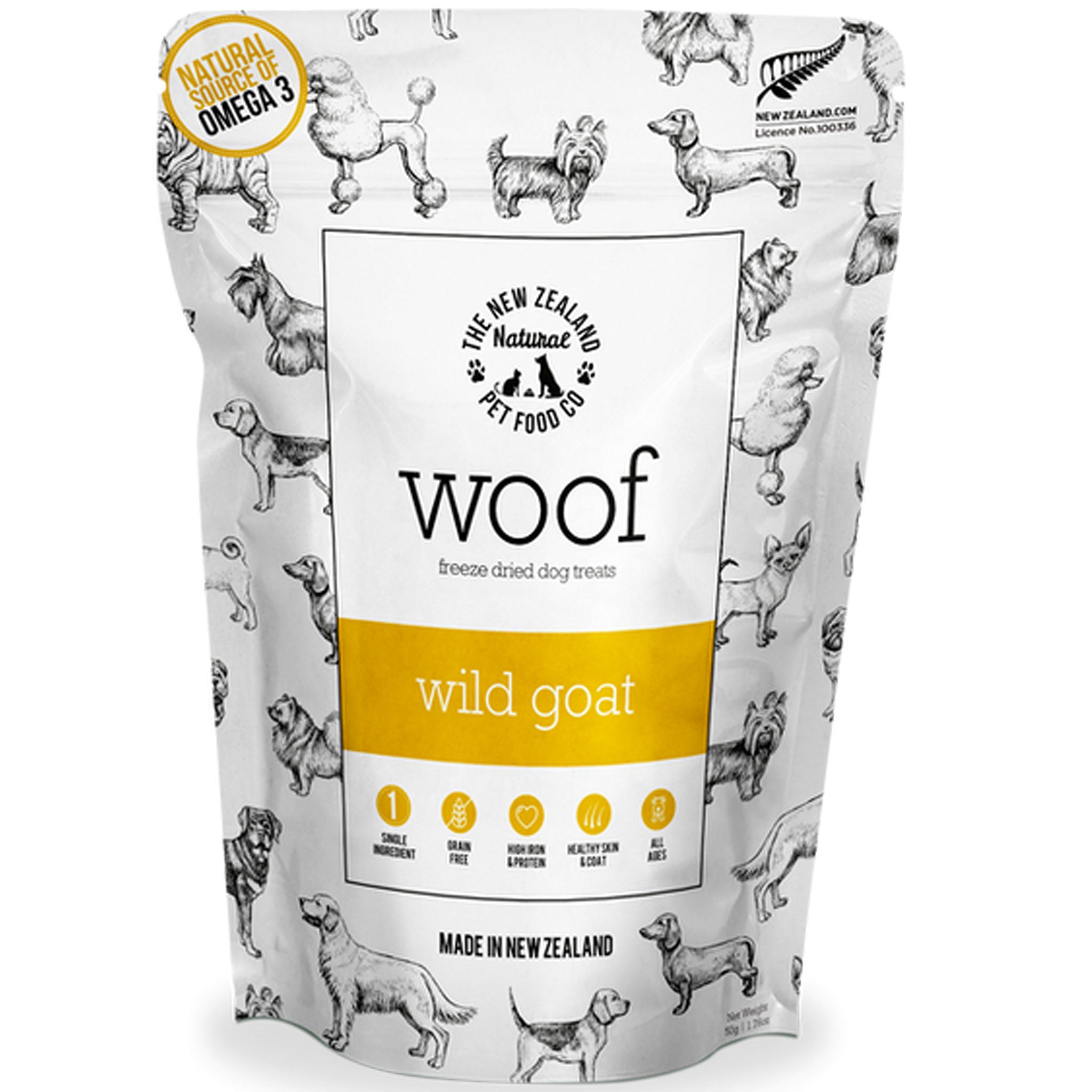 Premium Freeze-Dried Wild Goat Dog Treats by New Zealand Natural Pet Food Co - 1.76 oz | Grain-Free, High-Protein Snacks for Training & Outdoor Adventures