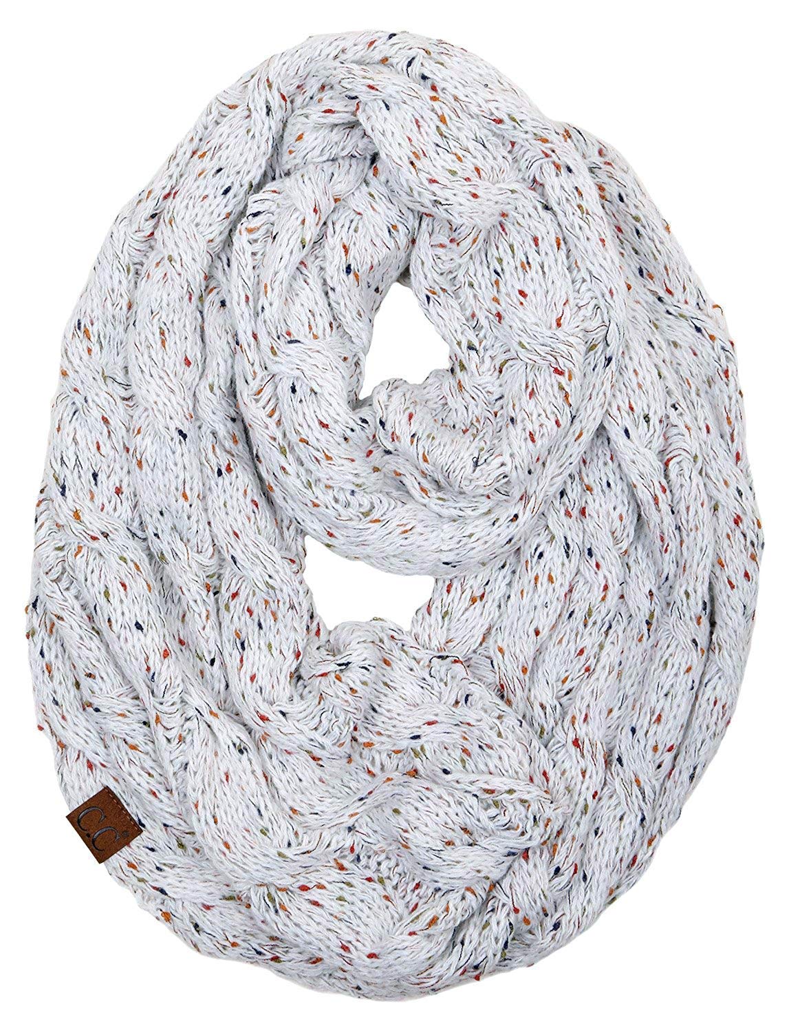 Funky Junque Matching 2-Pack: Oversized Beanie & Infinity Scarf Set - Confetti Ivory | Winter Accessories for Women, Cozy Outfit Combo for Cold Weather Fashion