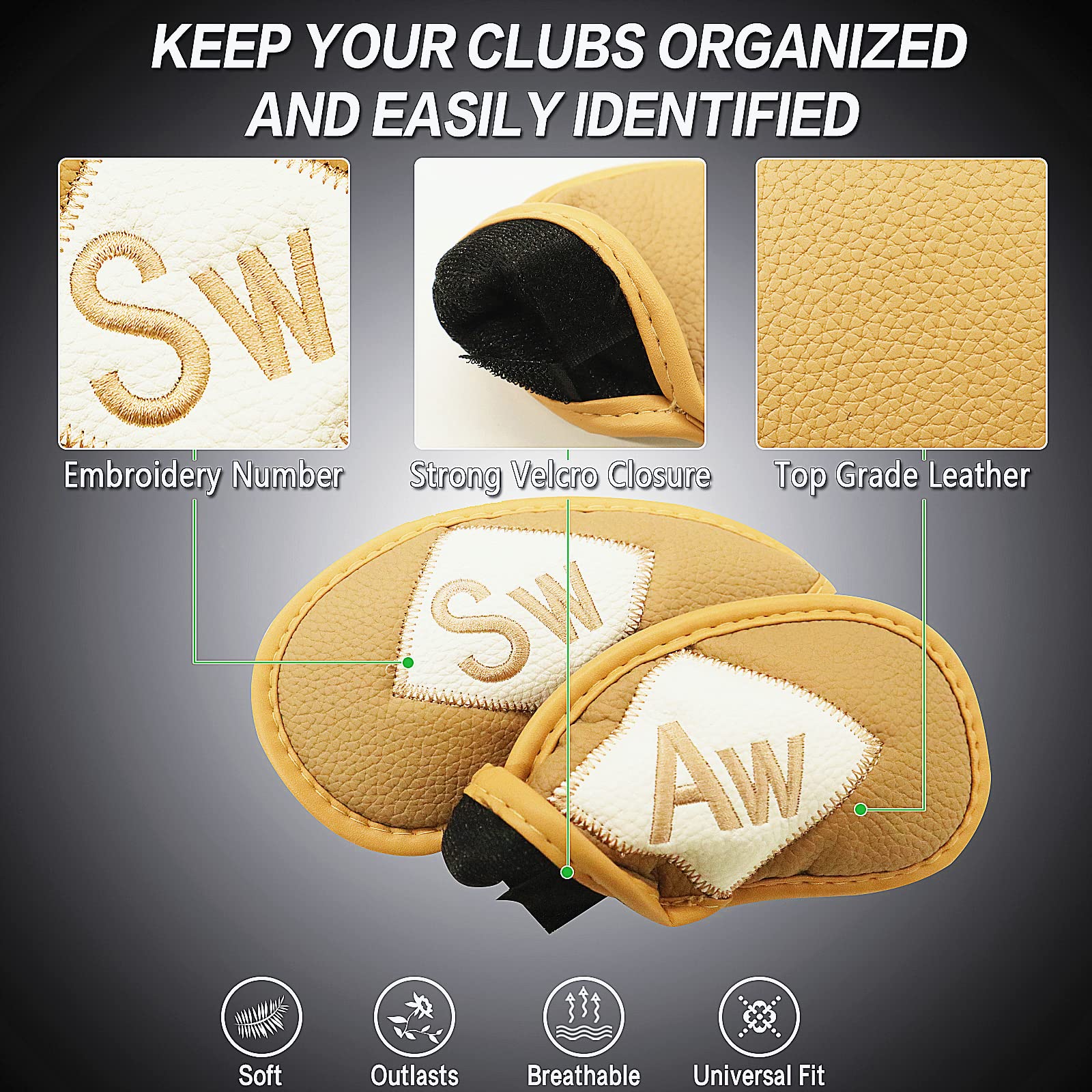 Premium 12-Piece Synthetic Leather Golf Iron Head Covers Set - Universal Fit for All Major Iron Clubs | Durable Club Protection & Perfect Golf Gift | Ideal for Driving Range, Course Play & Equipment Storage
