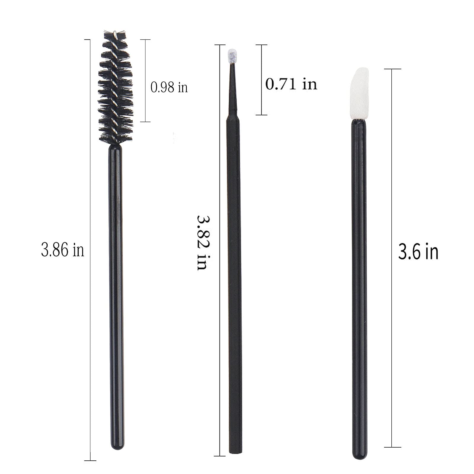 300 PCS Professional Eyelash Extension Kit - Disposable Lash Spoolies, Micro Swab Brushes, Mascara Wands & Lip Brushes for Eyelash Extensions, Tattoo & Makeup Application (Black) - Perfect for Salon Professionals & DIY Beauty Enthusiasts