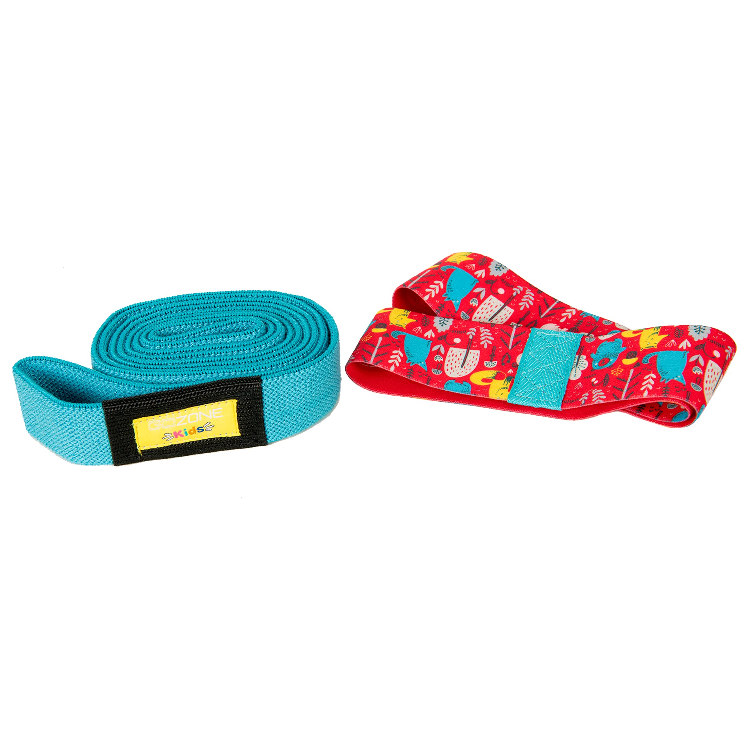 Kids Bouncy Bands for Chairs - 2 Pack Fidget Bands for Desks | Extra Light Fabric Squat & Power Bands | Wild Print Red & Blue - Improve Focus for ADHD & Classroom Use
