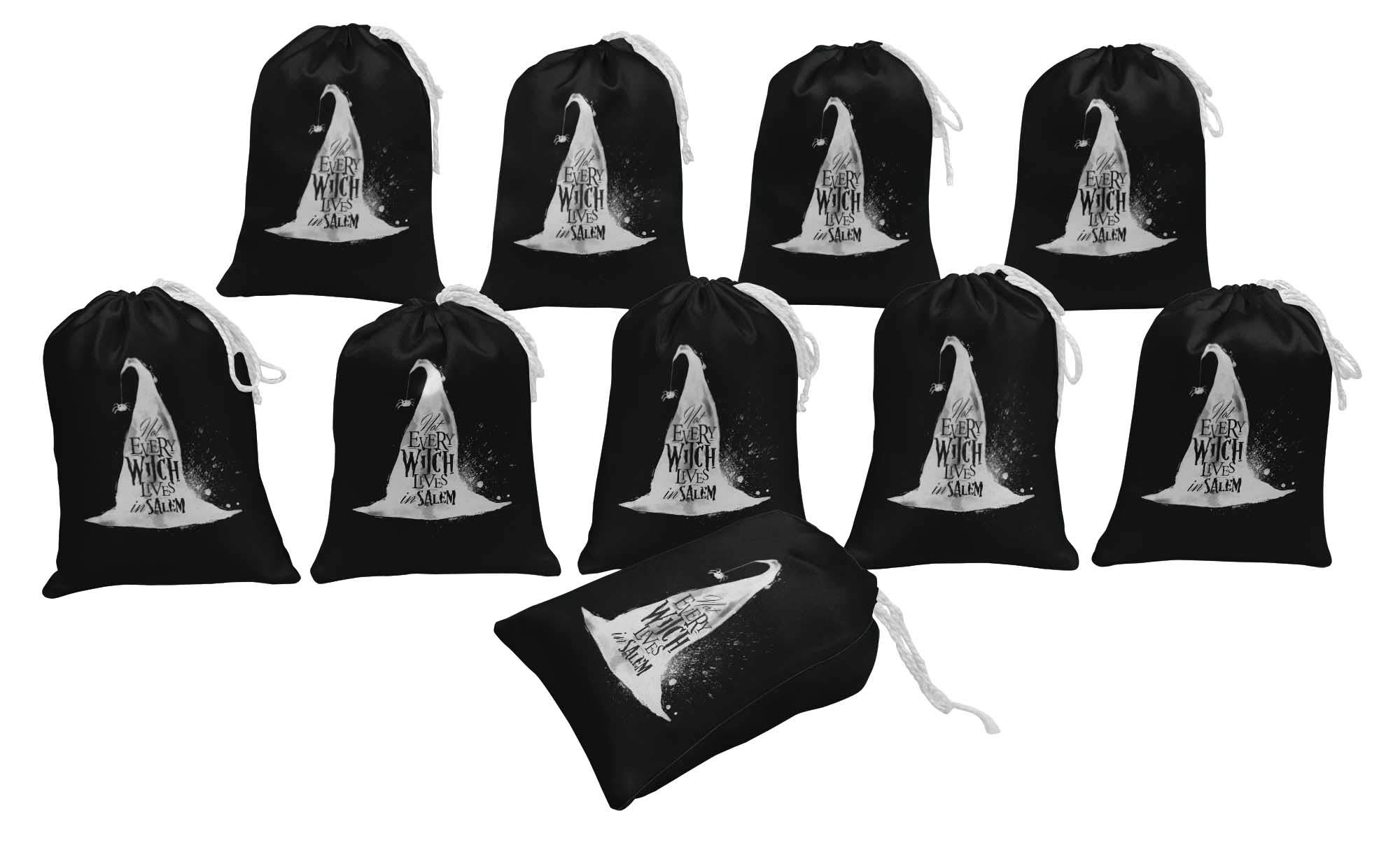 Black 'Not Every Witch Lives in Salem' Halloween Party Favor Bags - 15pcs Witch-Themed Jewelry Pouches for Trick or Treat, Costume Accessories & Spooky Gift Giving