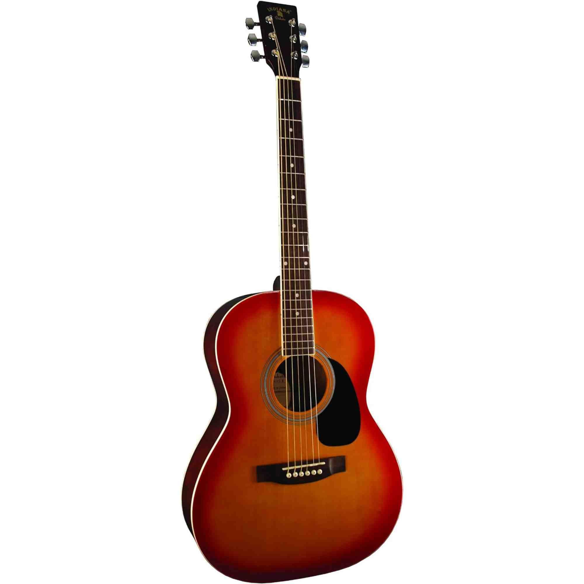 INDIANA 6-String Acoustic Guitar for Right-Handed Players - Cherry Sunburst Finish (IDA-CB) | Perfect for Beginners, Camping & Live Performances