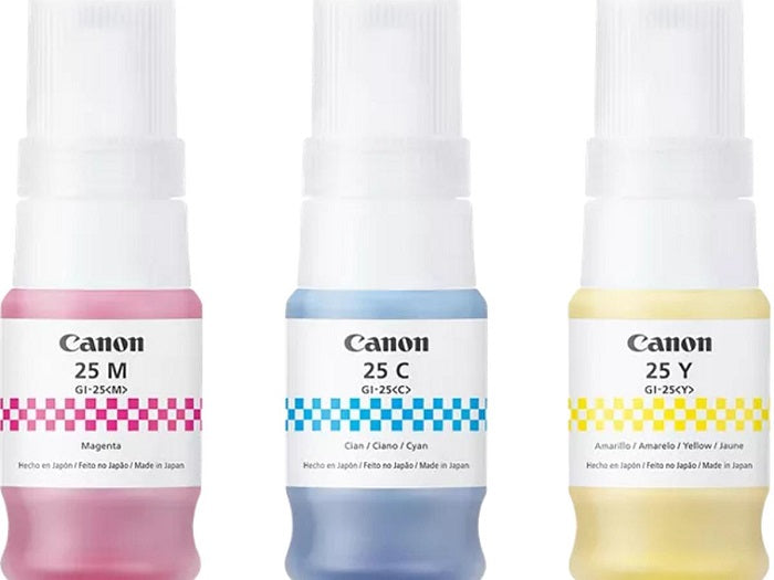 Canon GI-25CMY Ink Bottles Value Pack - Cyan, Magenta & Yellow Printer Ink for Canon Pixma Printers | Ideal for Home Office, Photo Printing & Small Business Use