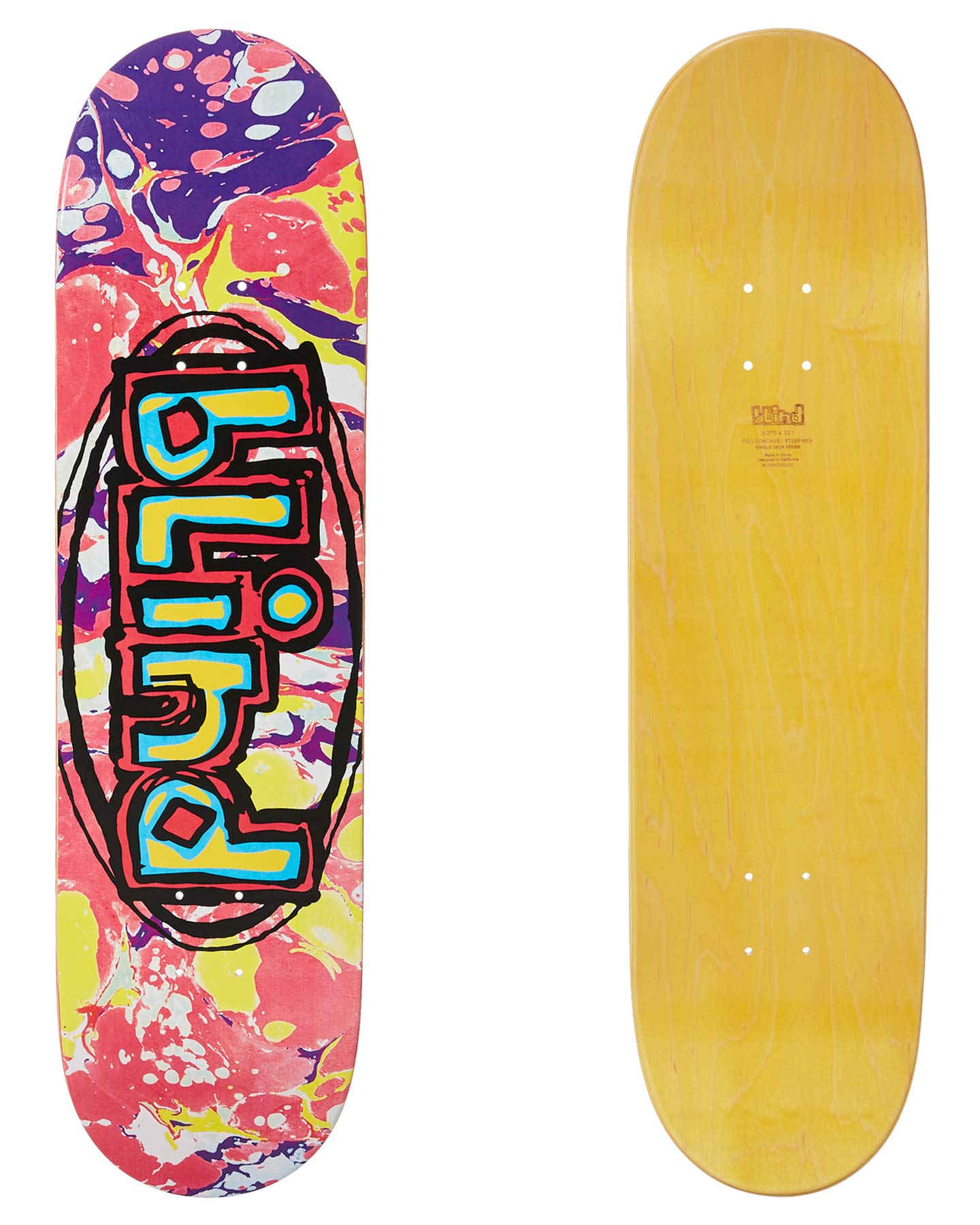 Blind OG Oval RHM Skateboard Deck 8.375 Inch Pink - Perfect for Street Skating and Park Tricks