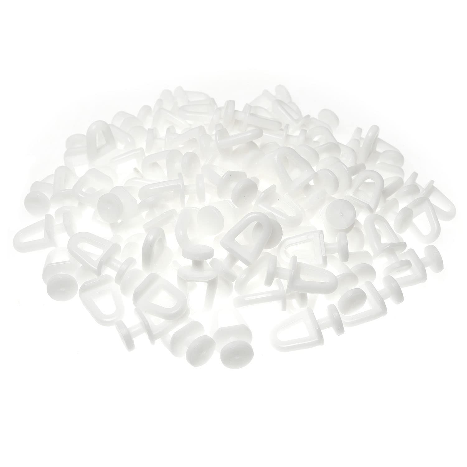 RLECS 100pcs White Plastic Curtain Track Carrier Wheels - Smooth Gliding Rollers for Rail Systems, Durable Curtain Hooks & Hangers - Perfect for Home Window Treatments & Room Dividers