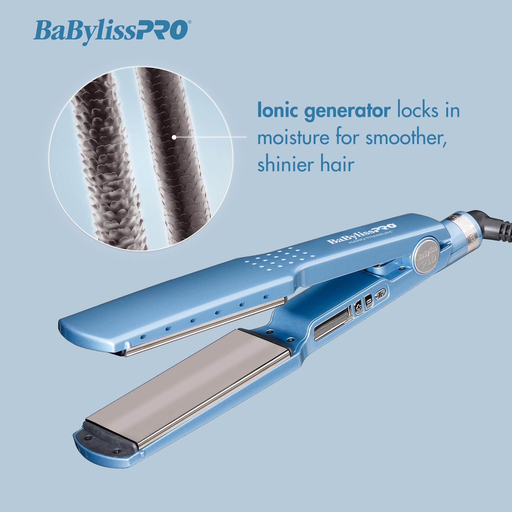 BabylissPRO Nano Titanium Ionic Hair Straightener - Professional Flat Iron for All Hair Types | Salon-Quality Styling at Home for Smooth, Shiny Hair