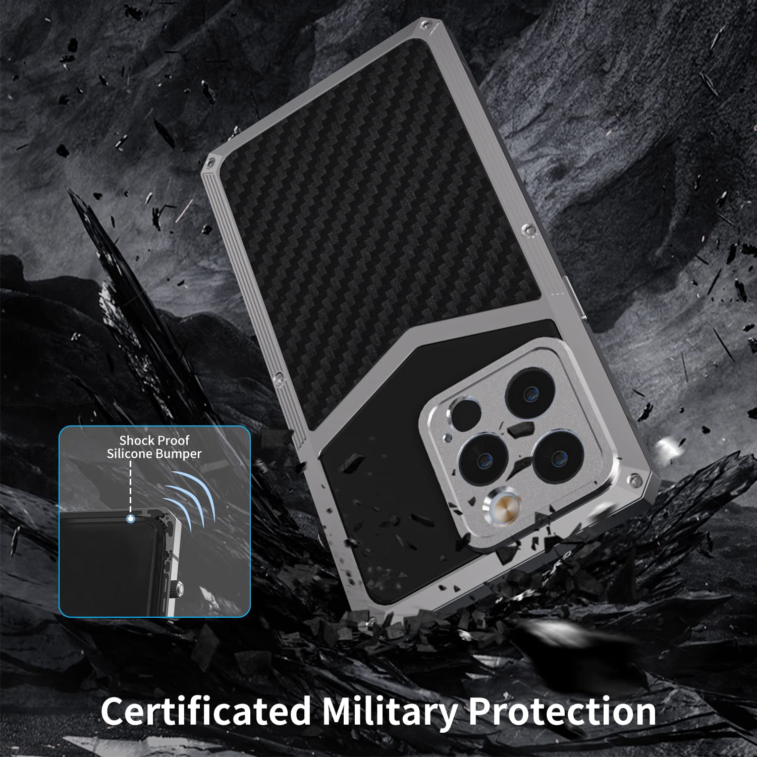 Premium Carbon Fiber & Aluminum iPhone 13 Pro Max Case (6.7